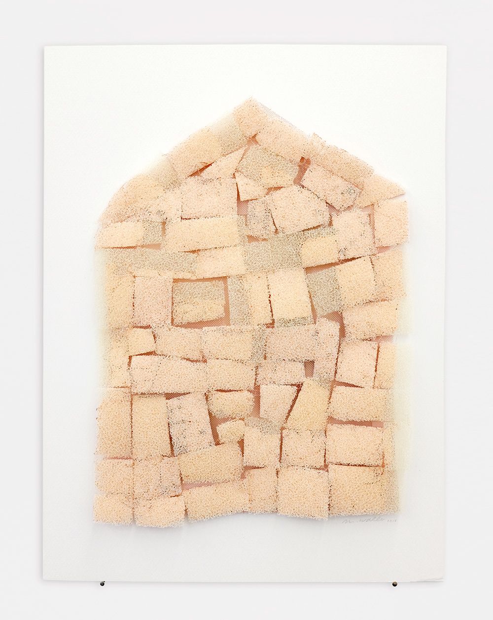 Photograph of the artwork Luftschloss (4), 2018, copper leaf on mixed media, 30×22 cm