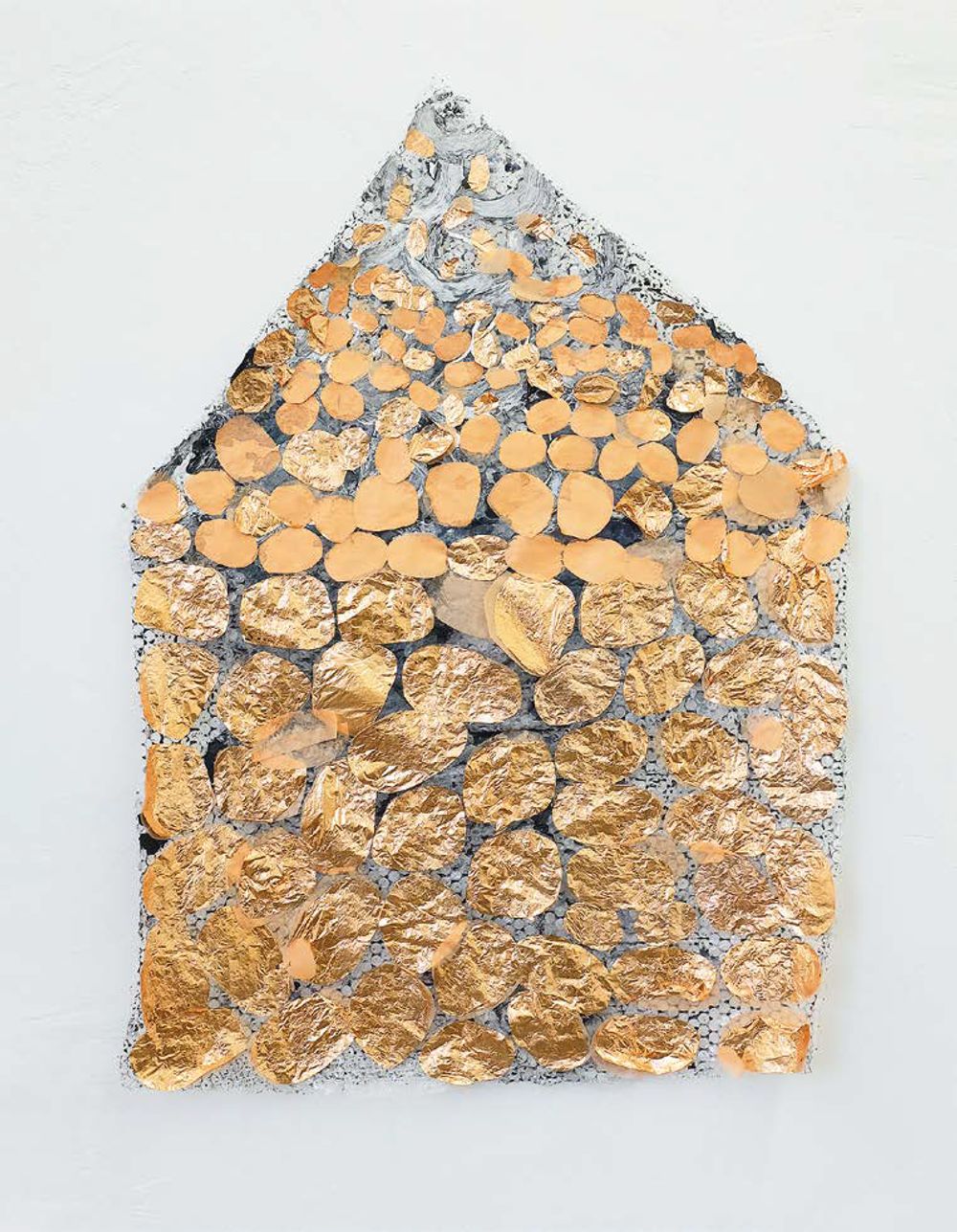 Photograph of the artwork ”too soon to tell (1)”, 2017, copper leaf on mixed media, 90×65 cm
