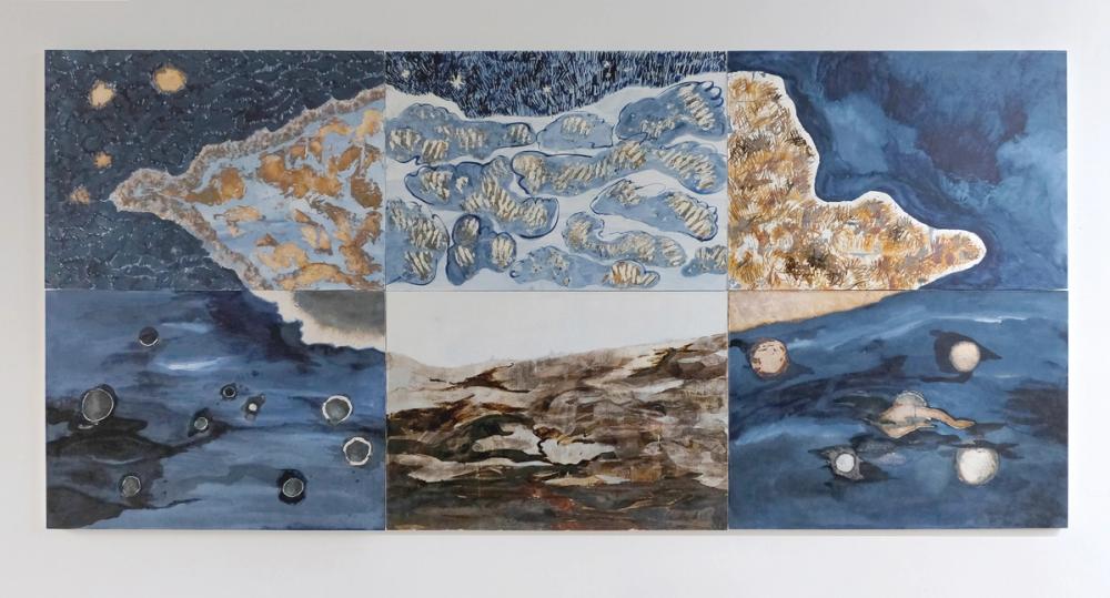 Photograph of artwork cloud lines, 2022