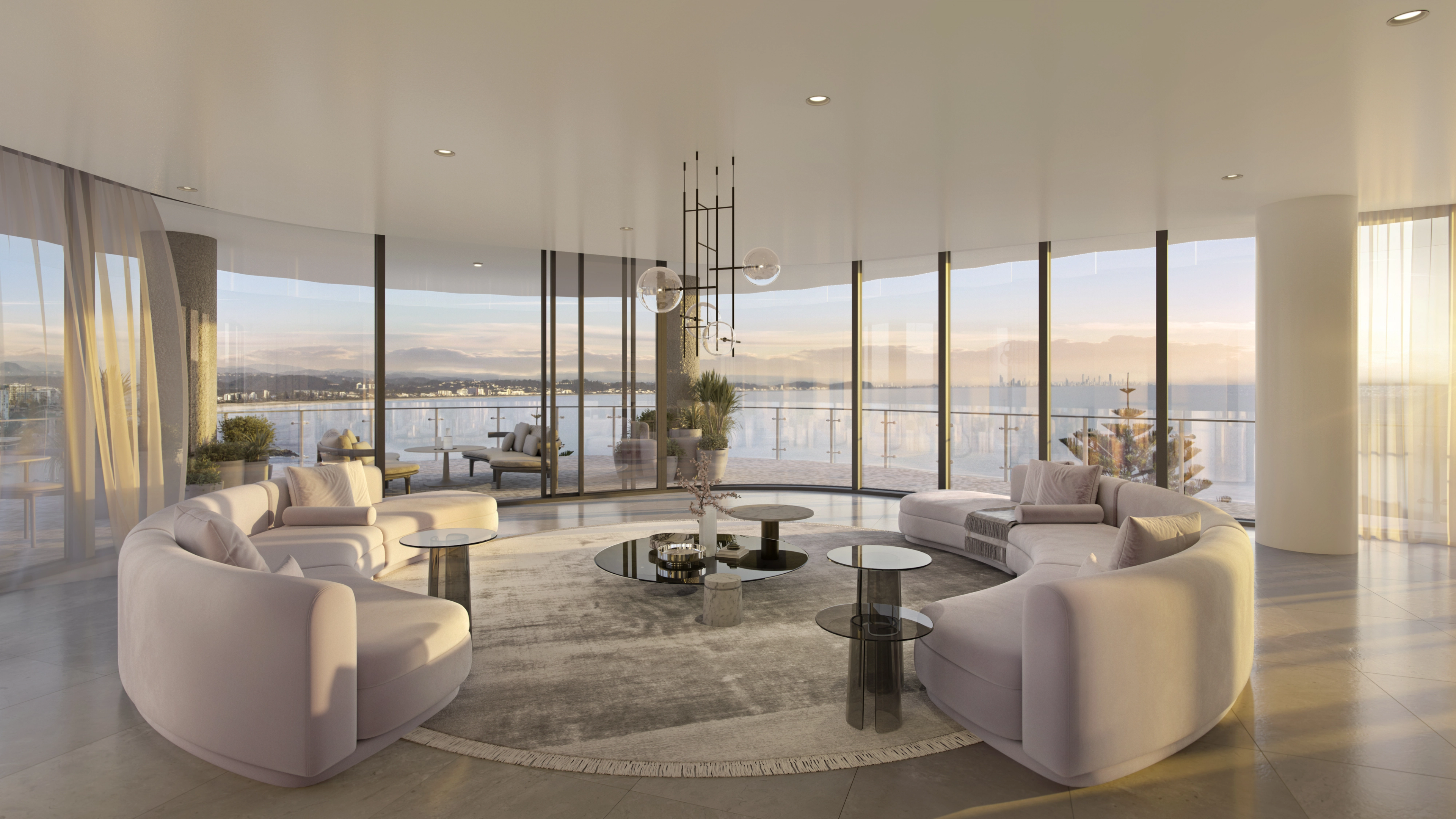 an artist 's impression of a tall building next to a river .