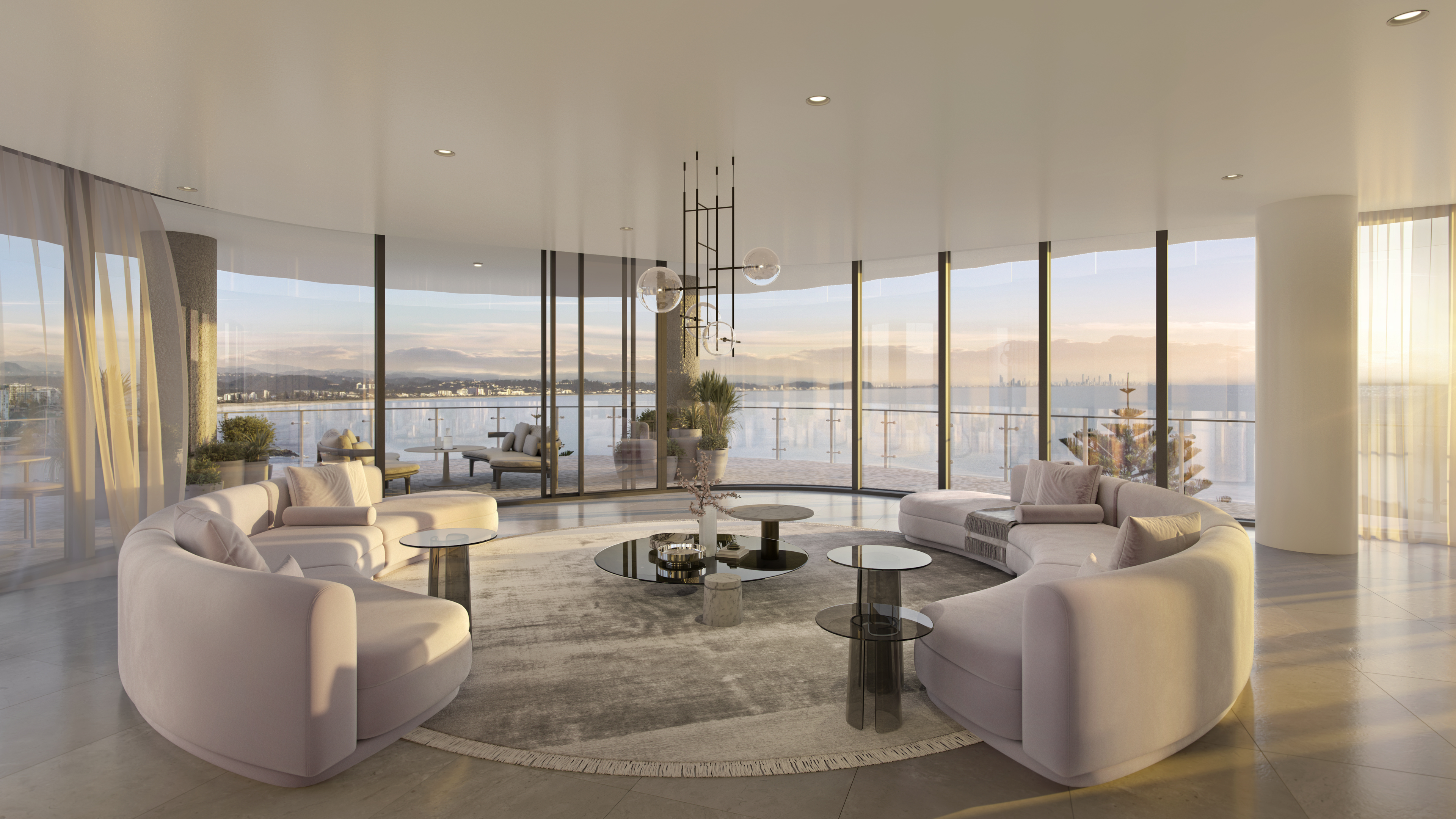 an artist 's impression of a tall building next to a river .