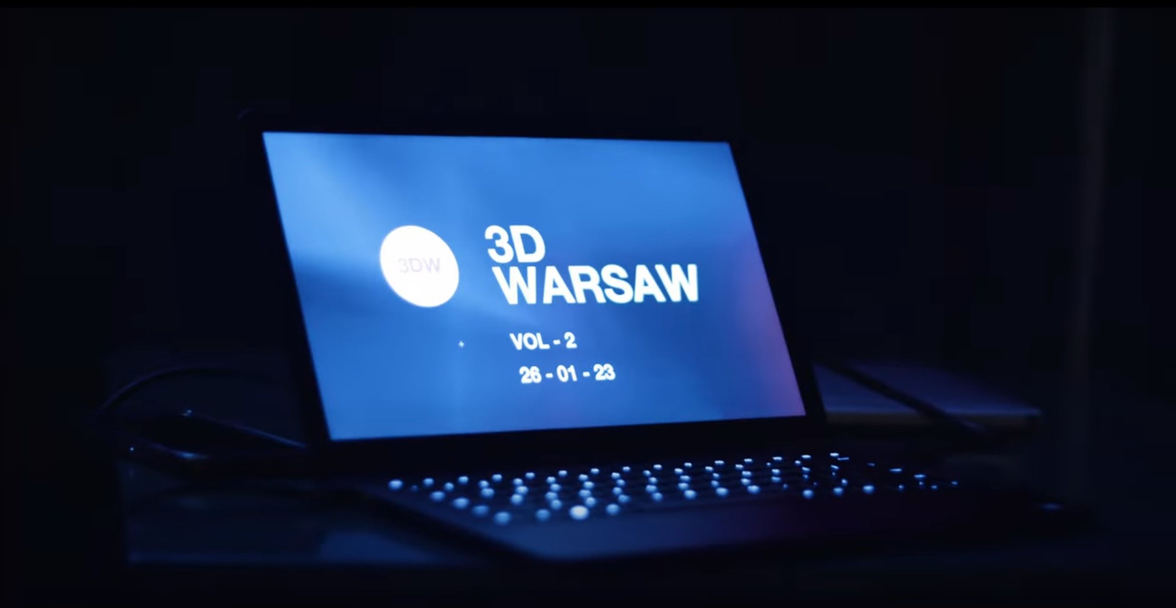 a laptop computer is open to a screen that says `` 3d warsaw '' .