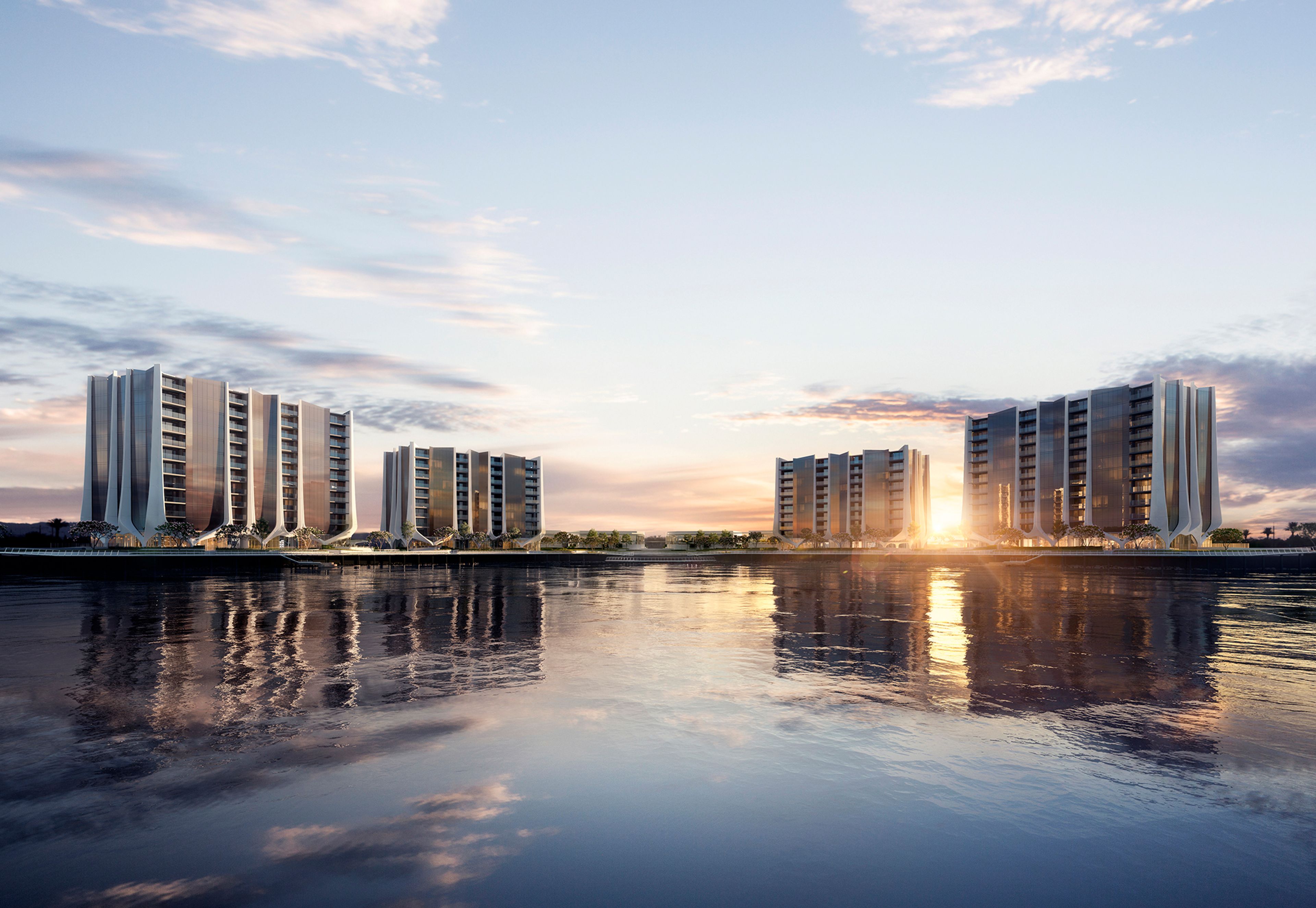 an artist 's impression of a large building next to a body of water .