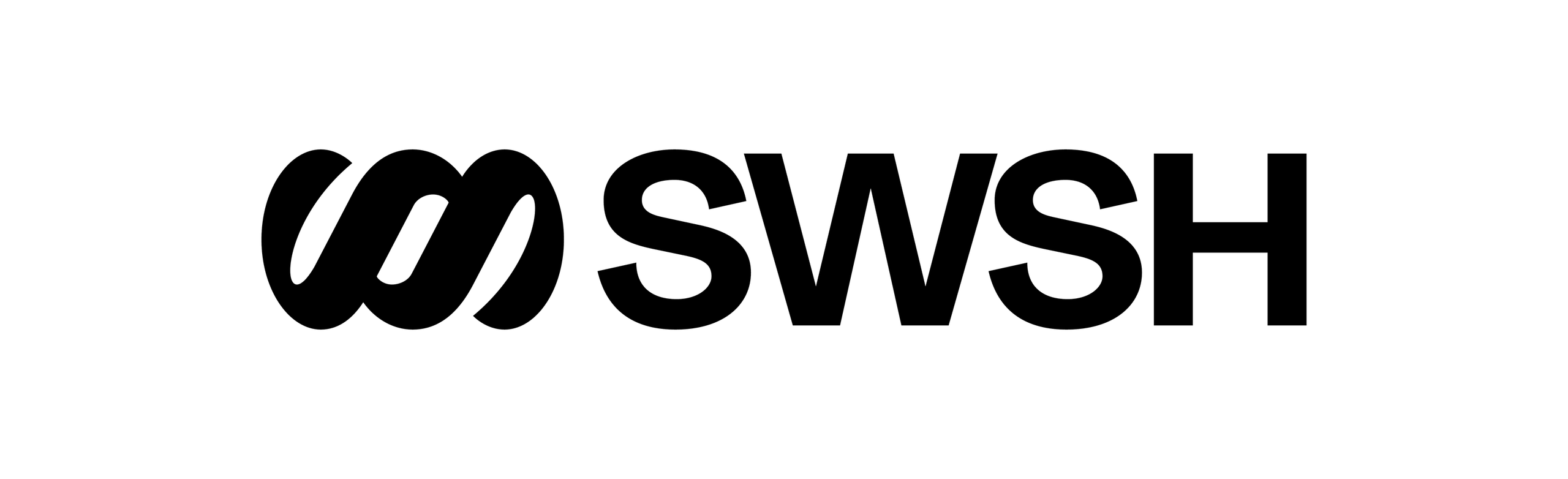 The refreshed SWSH logo: the interlocking icon beside the all-caps SWSH wordmark.