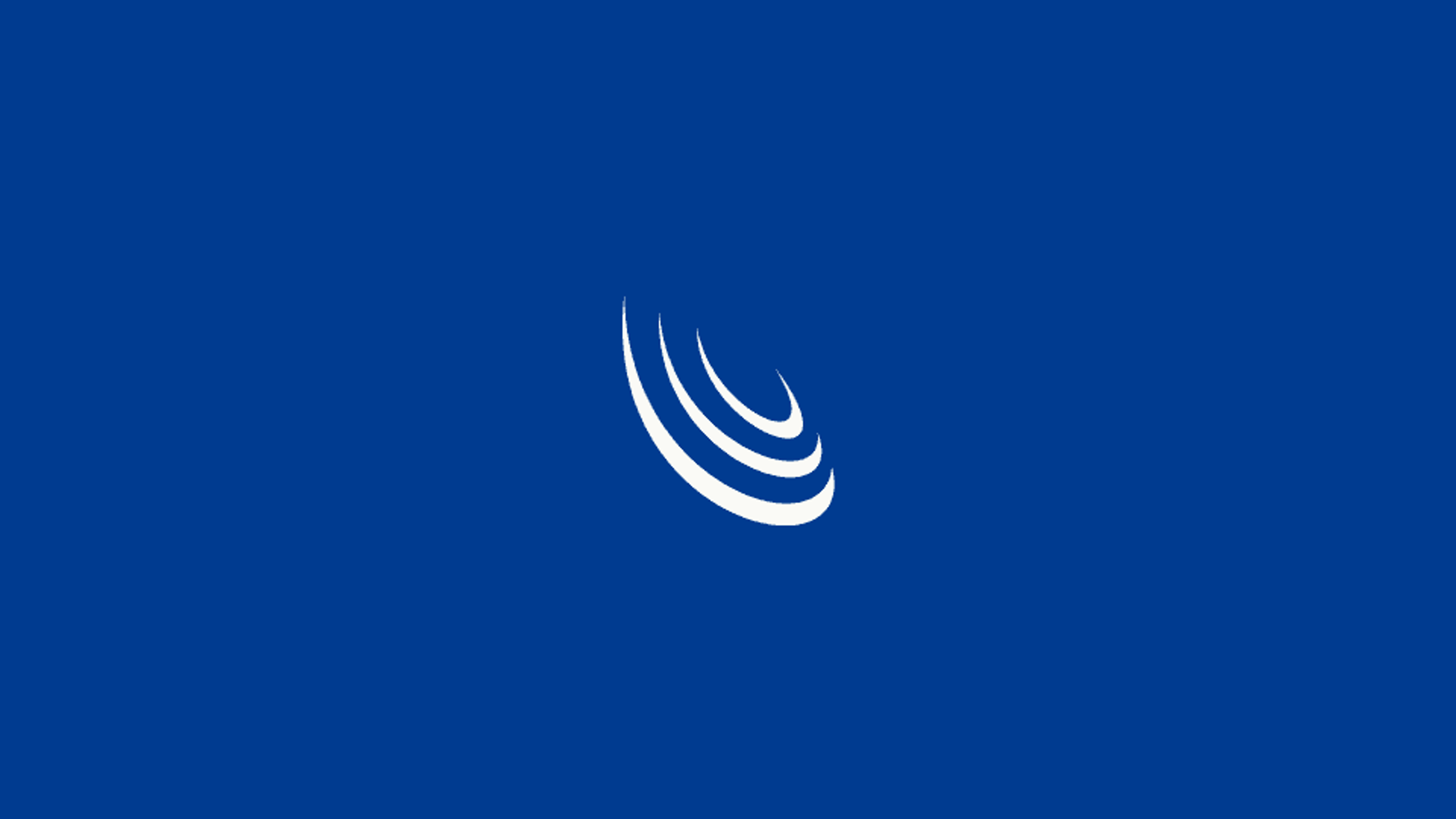 The Robotic Implant Center symbol, a curved implant-screw form, in white on RIC Blue.