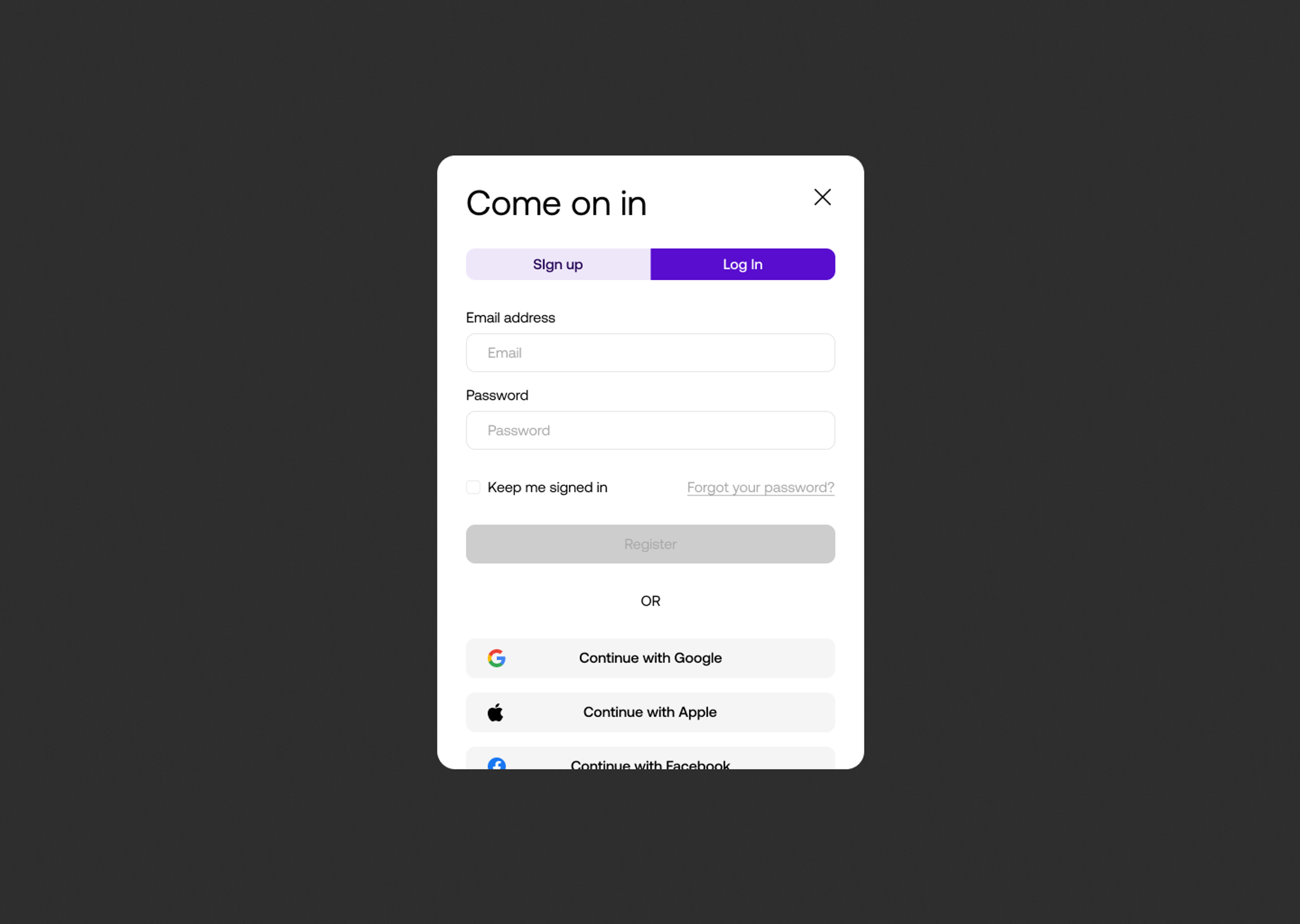 Log In Overlay