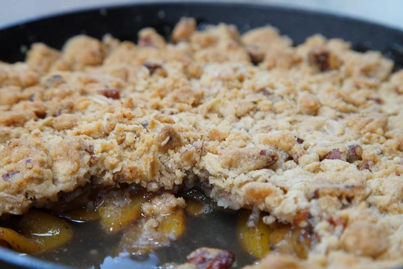 Peach Crisp Just Eats with Chef JJ 