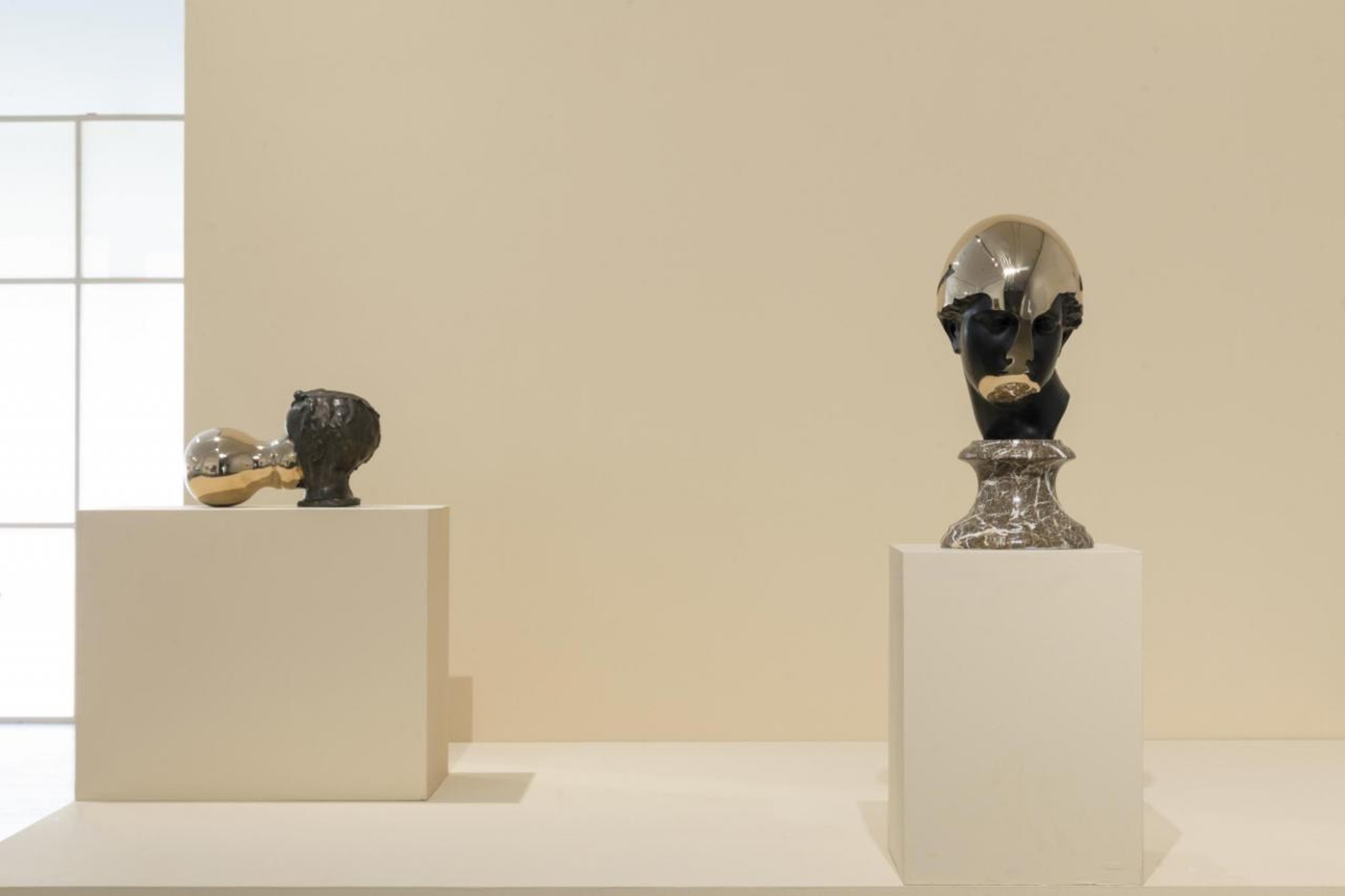 Yang Maoyuan, Implement (No.14) , 2018 (left) and Venus , 2016 (right), bronze, 40 &times; 18 &times; 25.5 cm and 77 &times; 44 &times; 36 cm ( Venus ). Installation View, GWBJ 2022 &ldquo;Crosstalk,&rdquo; 2022, Beijing. Courtesy: Gallery Weekend Beijing