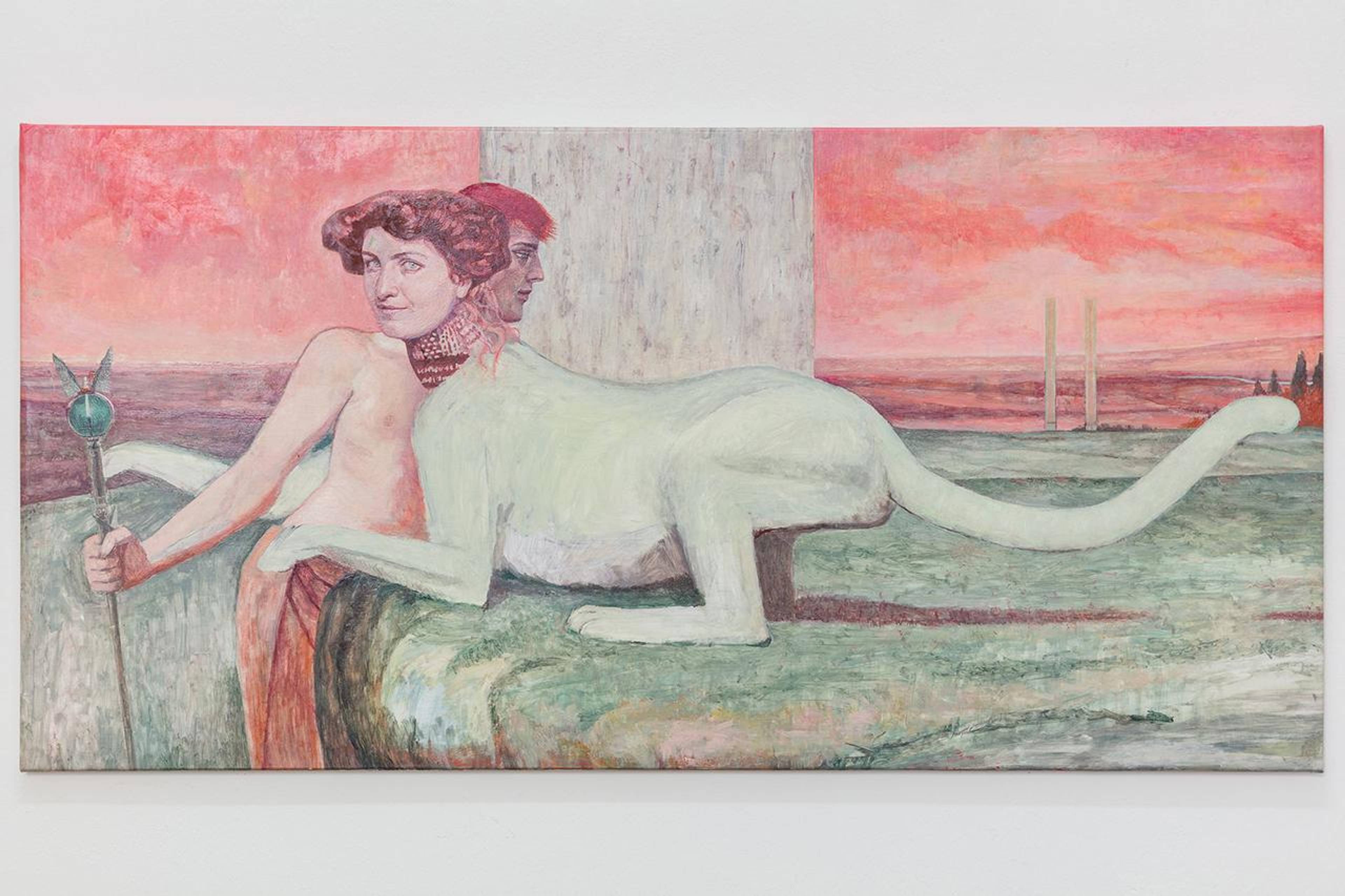 Soshiro Matsubara,  The Caresses , 2020, oil on canvas, 67 &times; 135 &times; 2 cm
