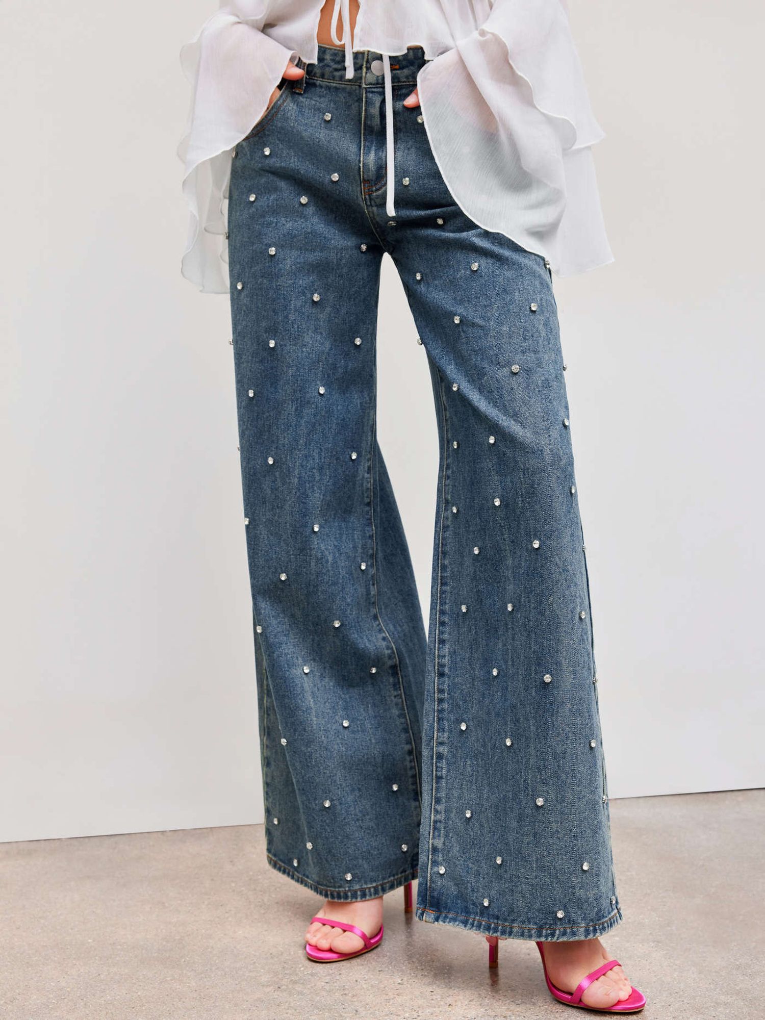 Cider Denim Low Rise Rhinestone Jeans; retail: $49.90