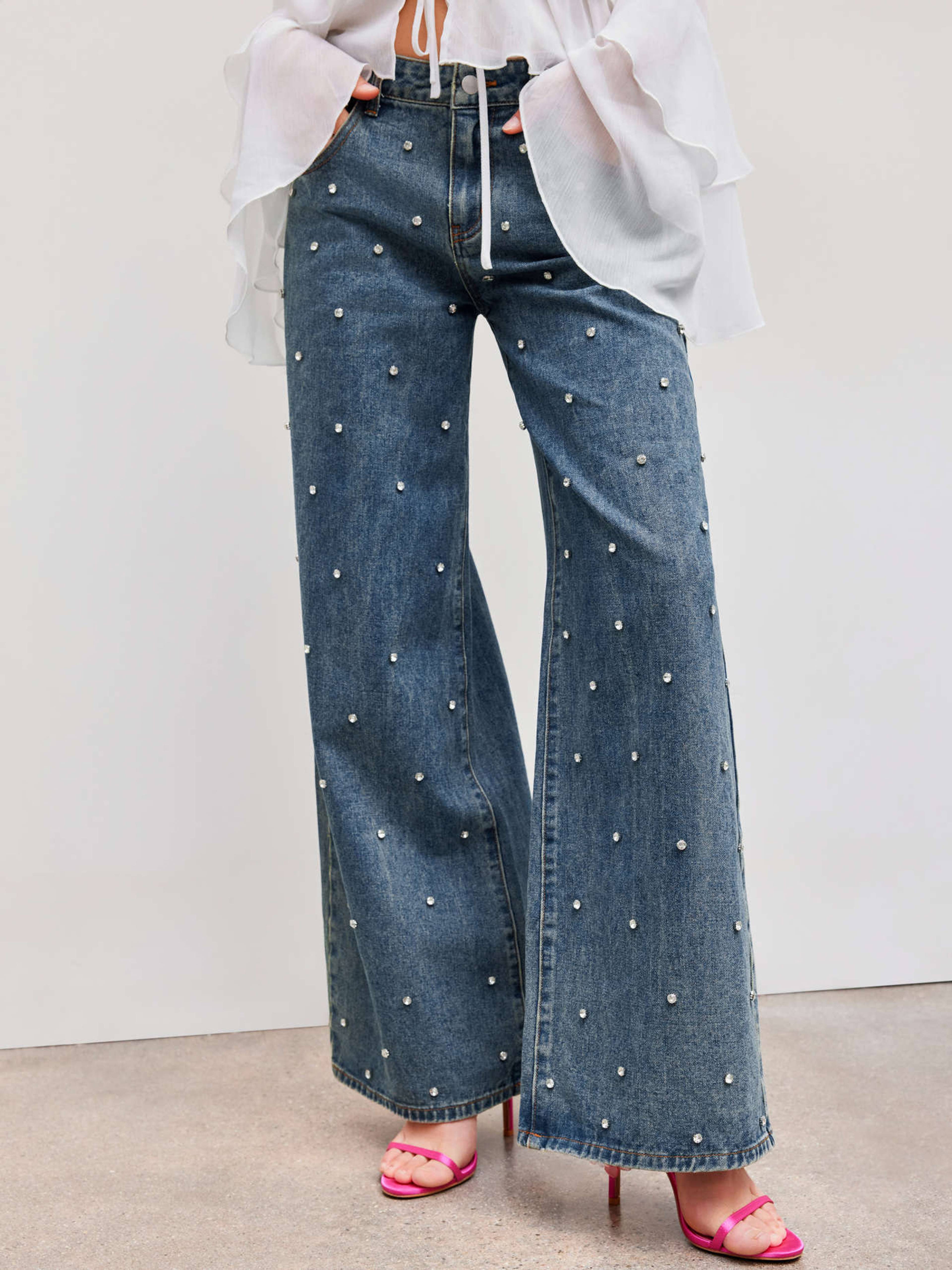 Cider Denim Low Rise Rhinestone Jeans; retail: $49.90