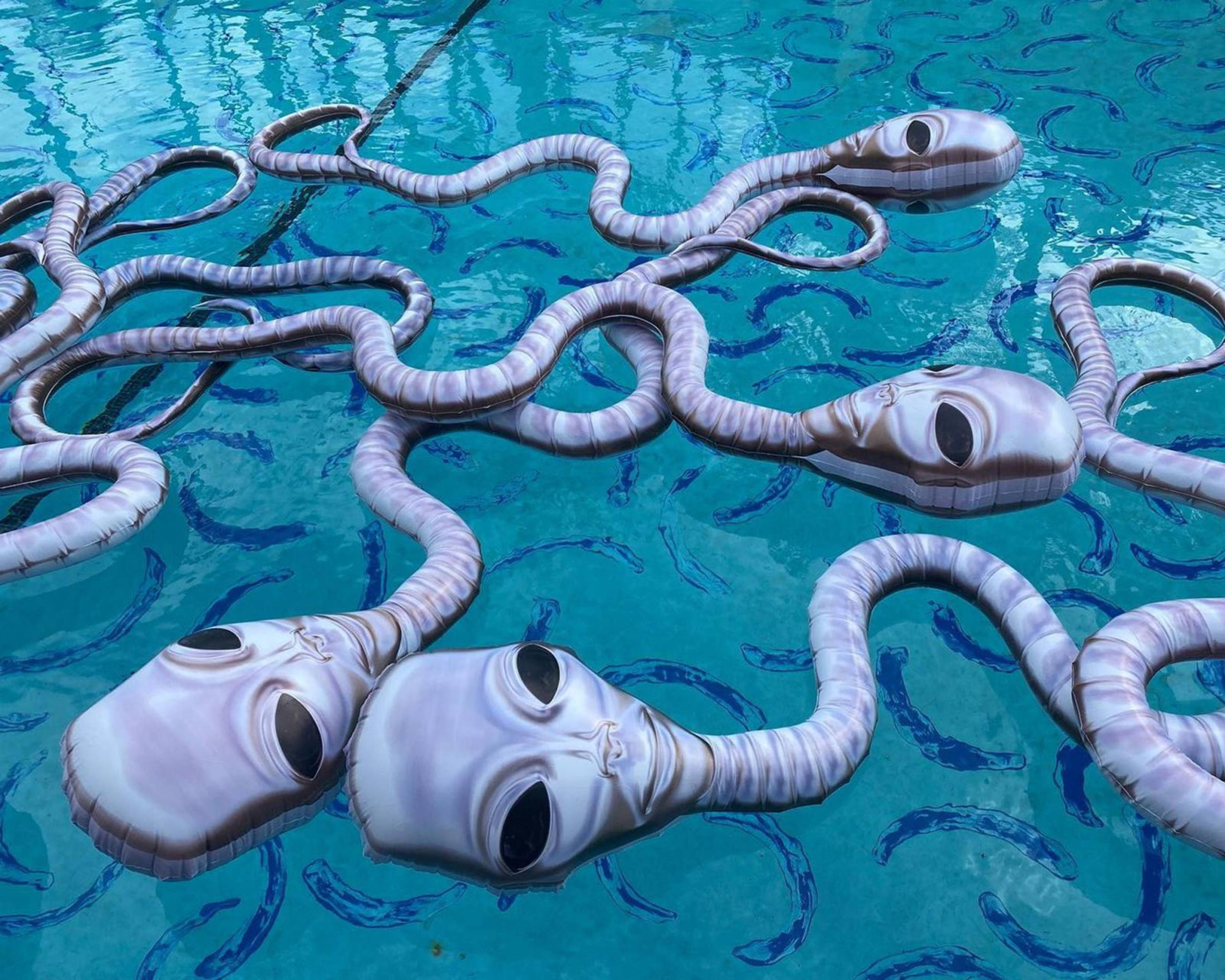 Esben Weile Kjær’s inflatables in the pool of the Hollywood Roosevelt