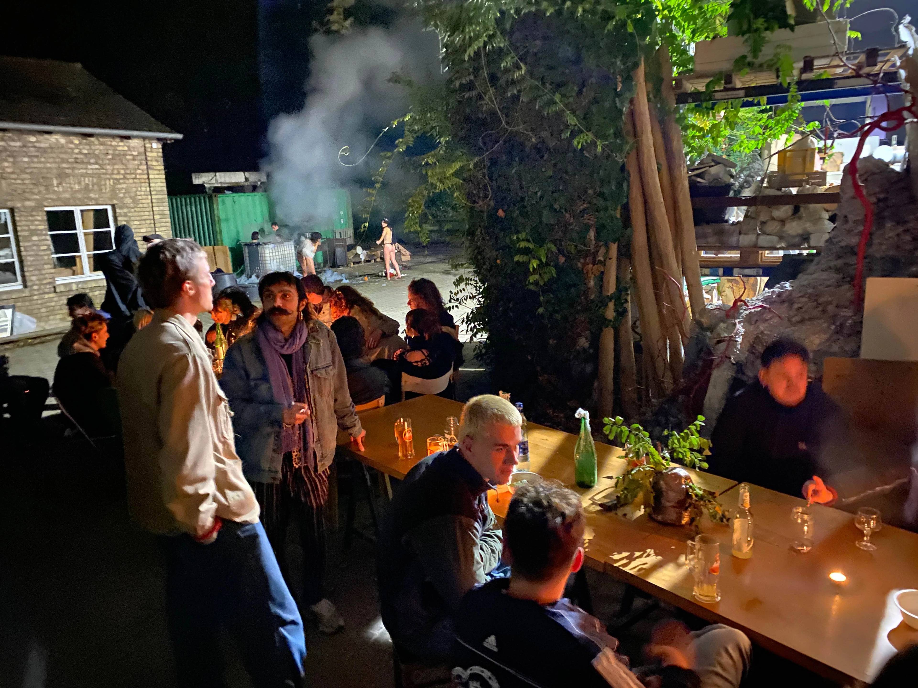 View of “Mittwochsbar VII,” an open-air foam bath, Karlsruhe, 2024