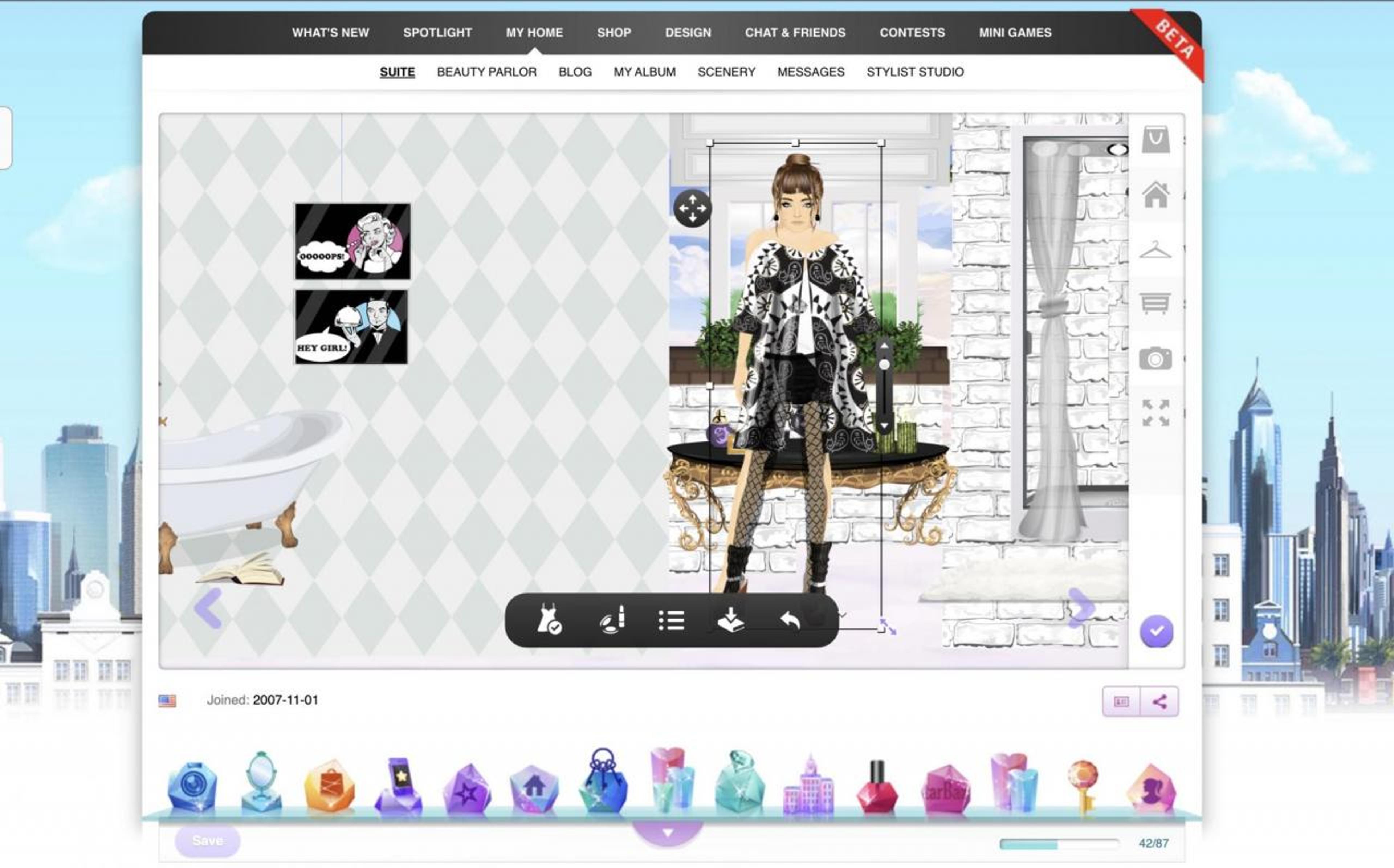 Screenshot of the online dress-up game stardoll.com
