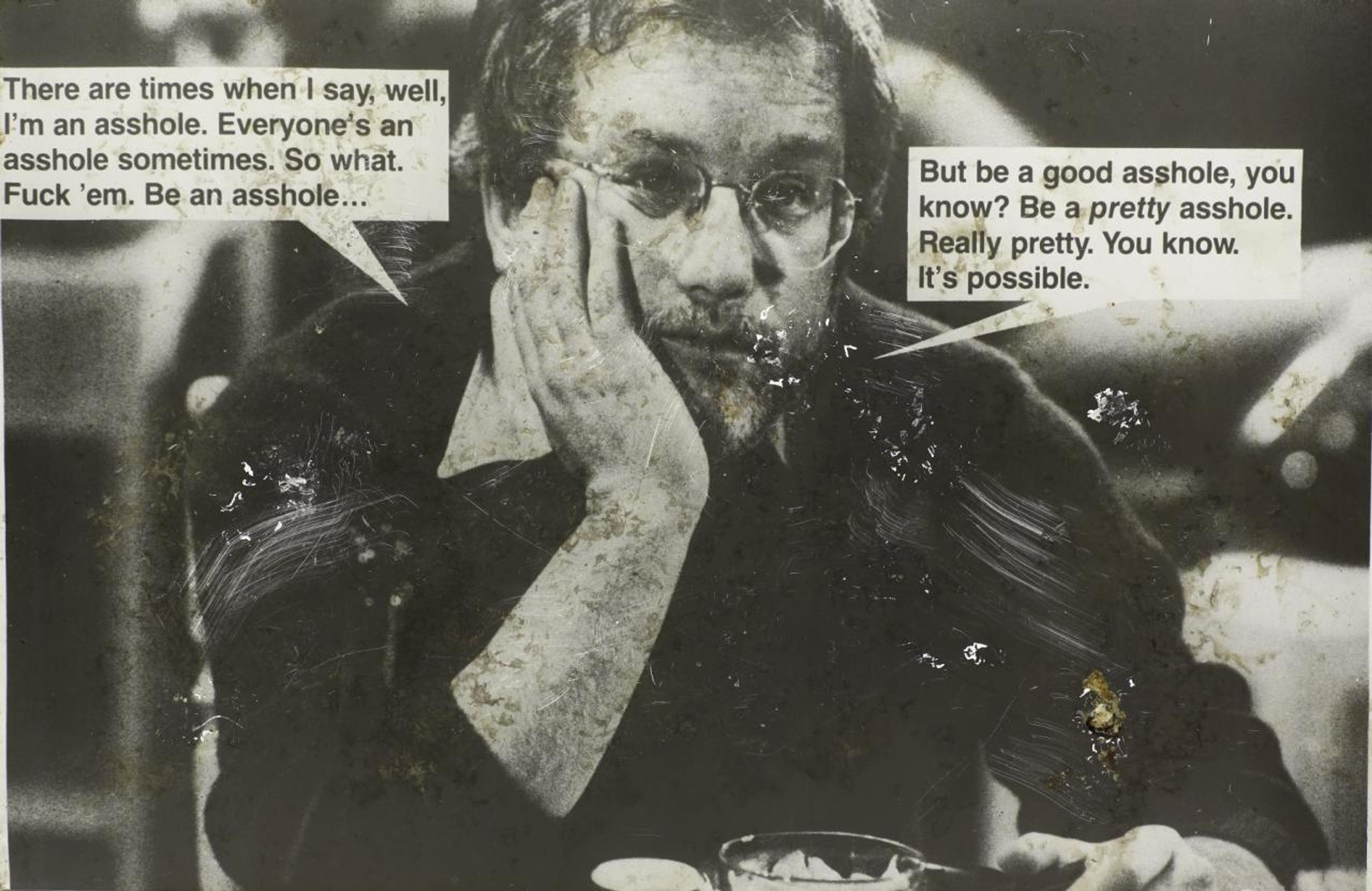 Jokes (Dreyfus) , 1988  Distressed photograph on aluminum  97 x 149 cm  Courtesy of Ratio 3, San Francisco