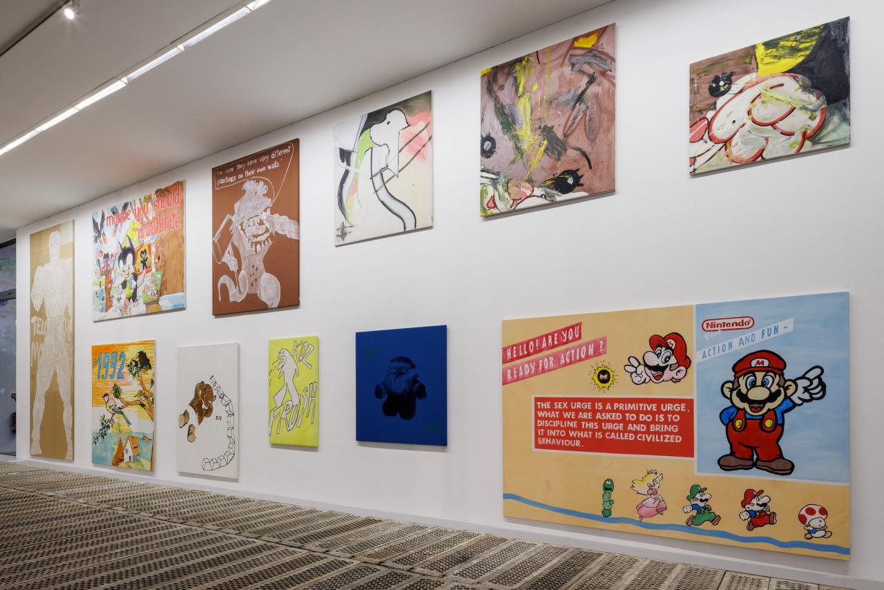 View of “Michel Majerus – Early Works,” KW Institute for Contemporary Art, Berlin, 2022. Photo: Frank Sperling