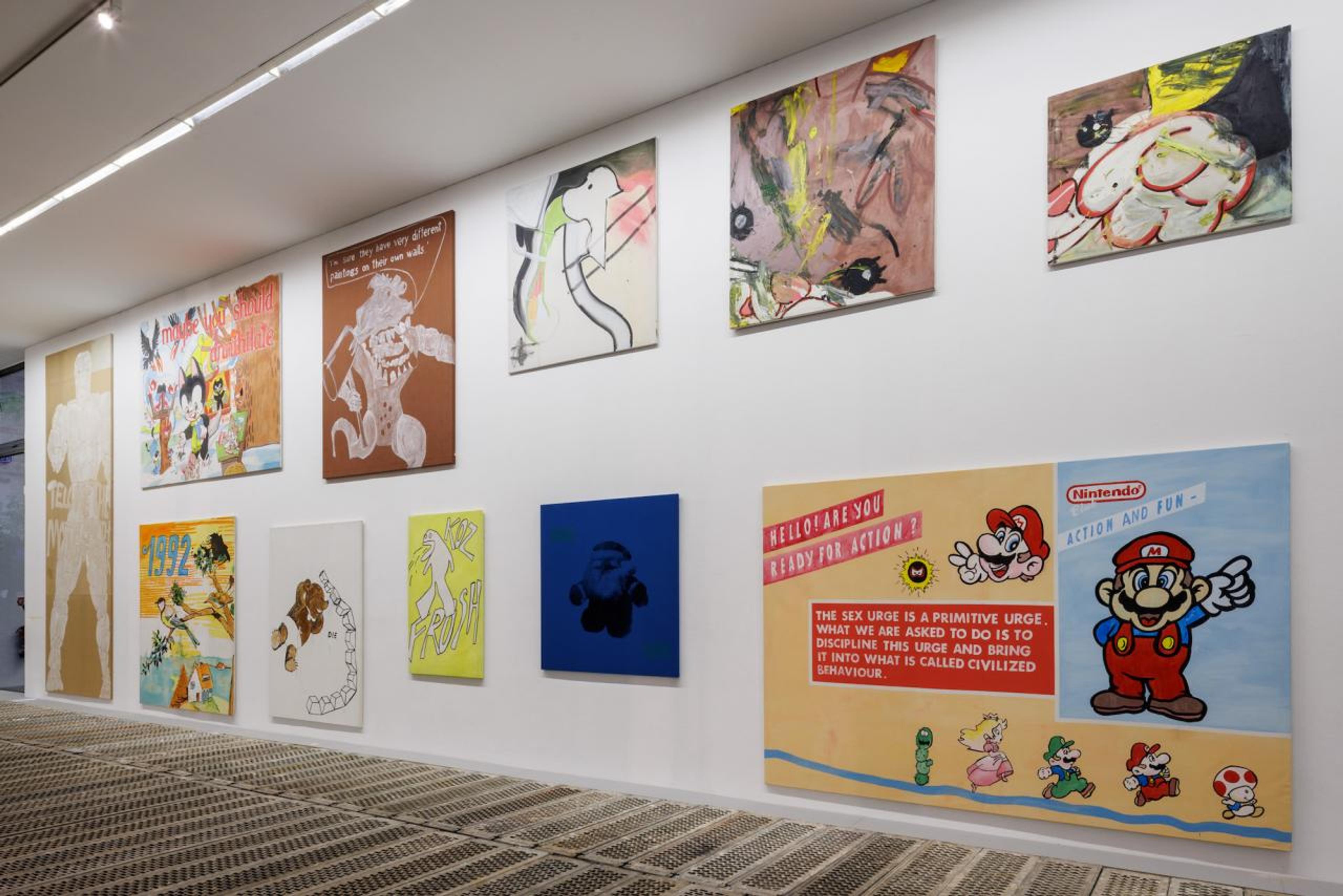 View of &ldquo;Michel Majerus &ndash; Early Works&rdquo;   at KW Institute for Contemporary Art, Berlin 2022; Photo: Frank Sperling