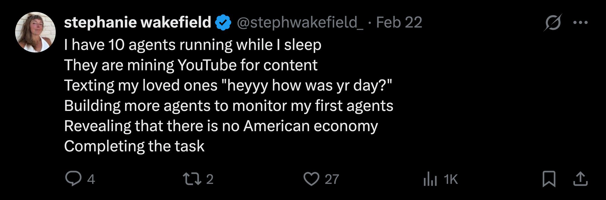 Stephanie Wakefield Tweet
