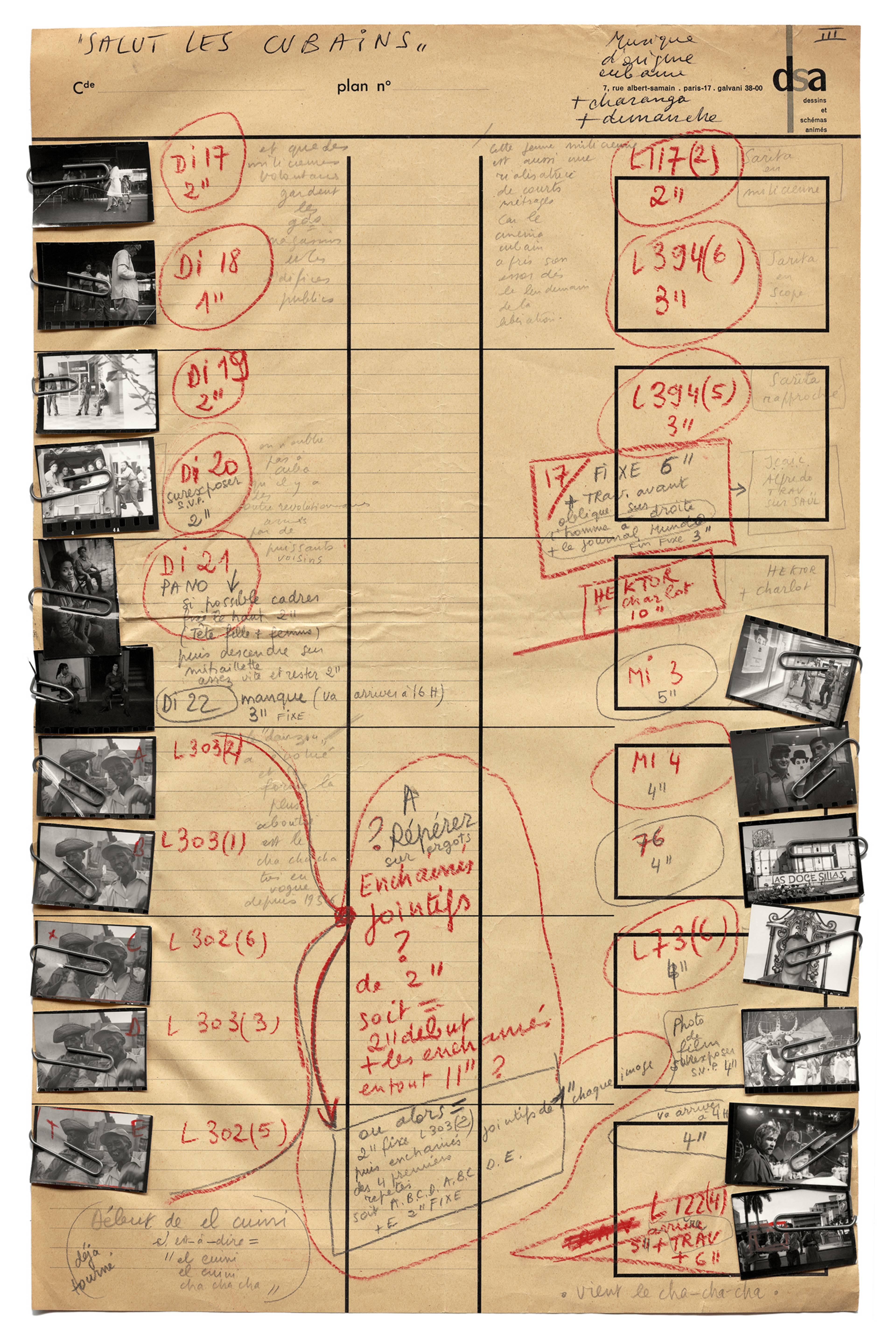 Storyboard from “Salut les Cubains,“ directed by Agnès Varda, 1963