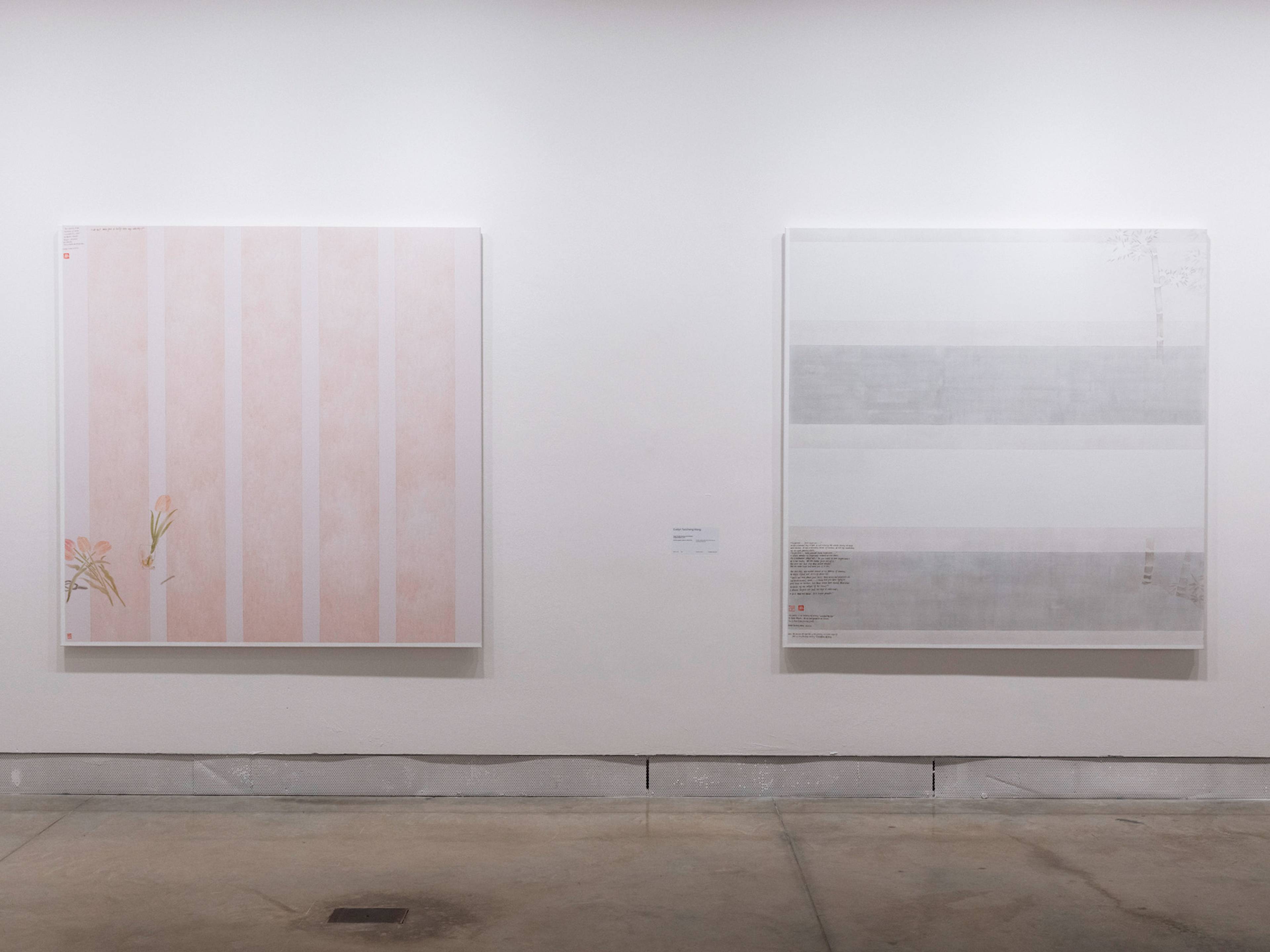 Evelyn Taocheng Wang, Tulip in Whisky and Imitation of Agnes Martin and Sugar Powder Bamboo and Imitation of Agnes Martin, 2023