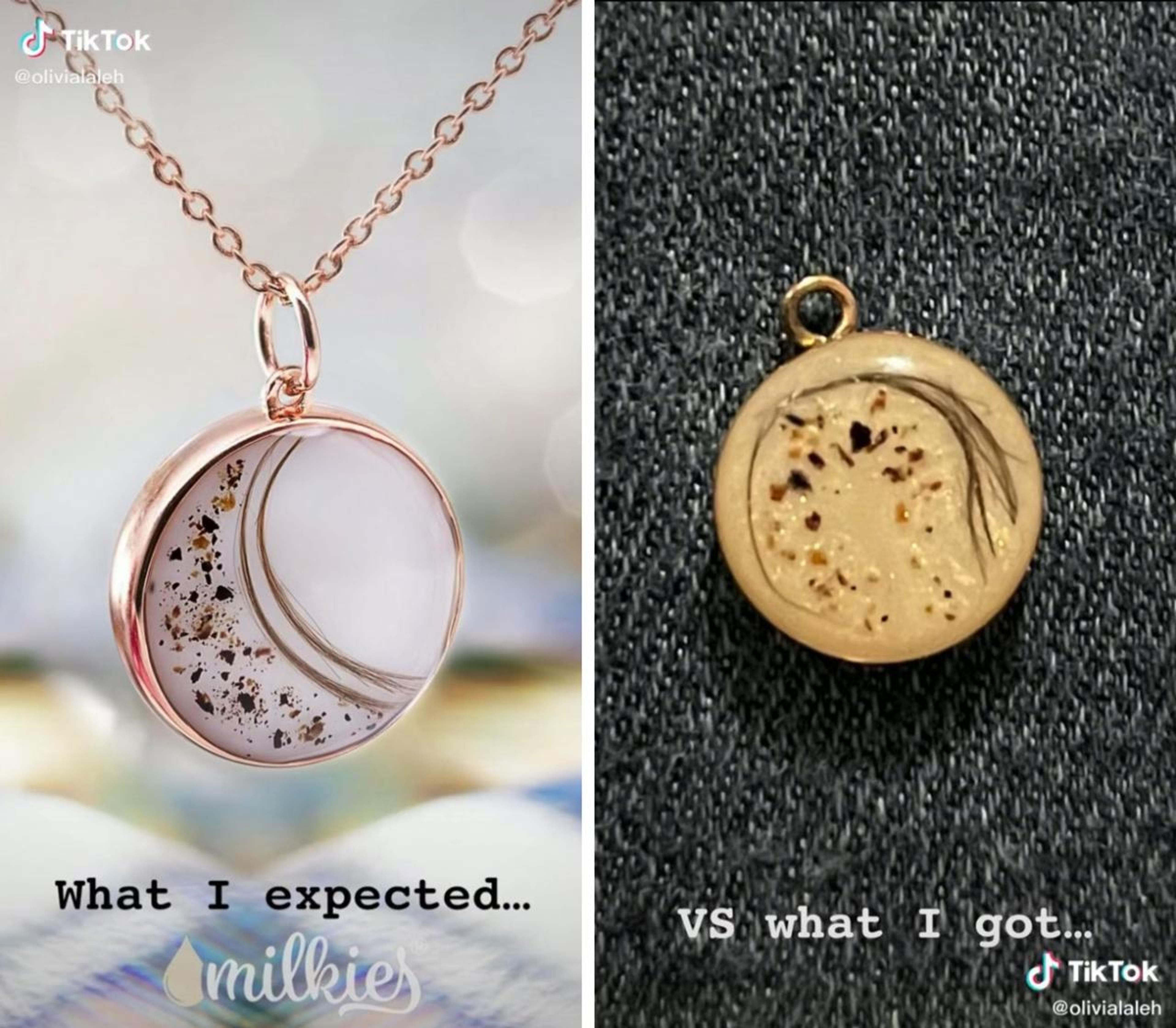 Breastmilk Jewelry Expectation vs. Reality, @olivialaleh, TikTok, 2022