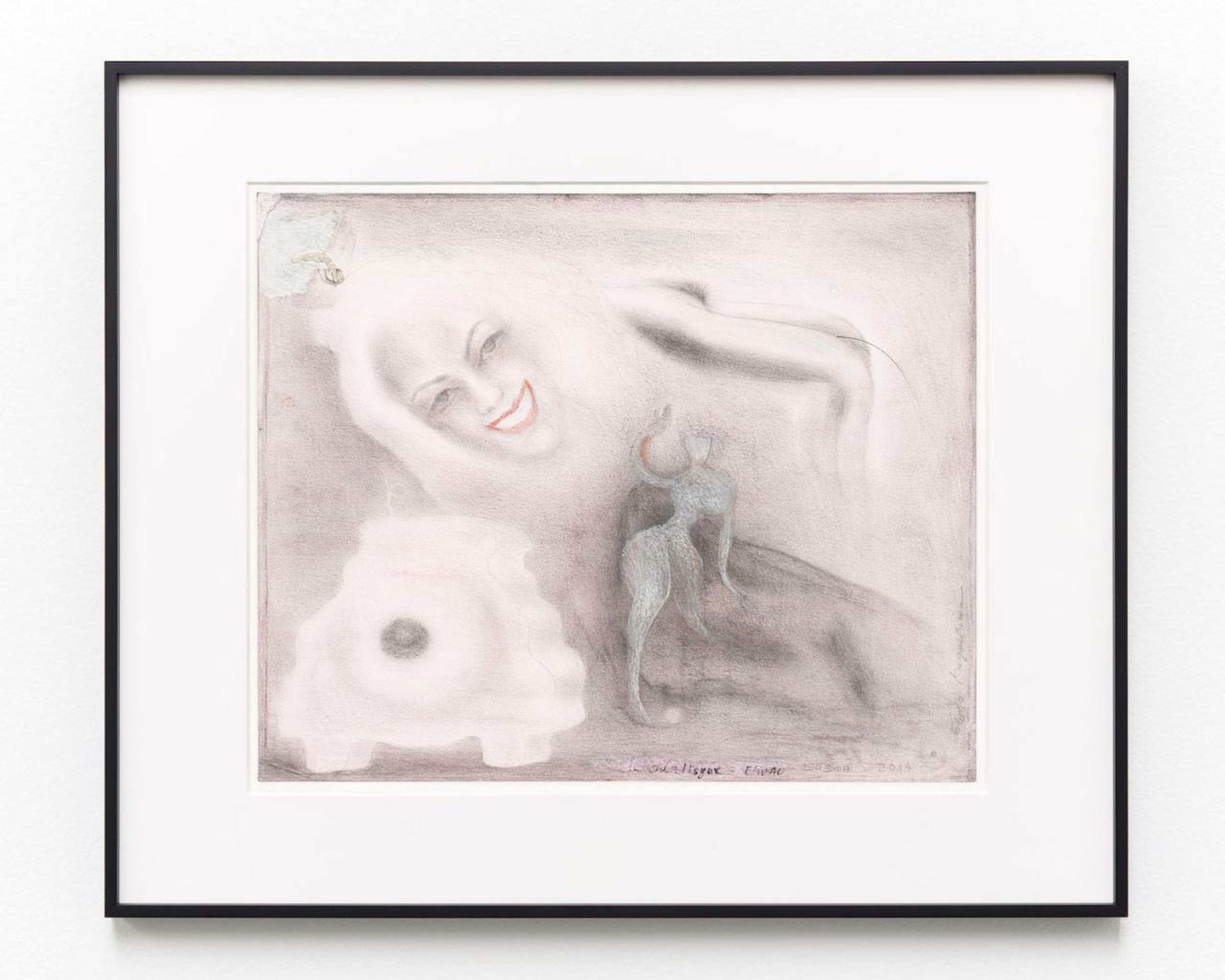 E&#39;wao Kagoshima Odalisque  (2014) Mixed media on paper, framed 35.5 x 43 cm,  Courtesy Gregor Staiger ChertLüdde (Berlin), Misako &amp; Rosen (Tokyo) and Gregor Staiger (Zurich) hosted by Union Pacific