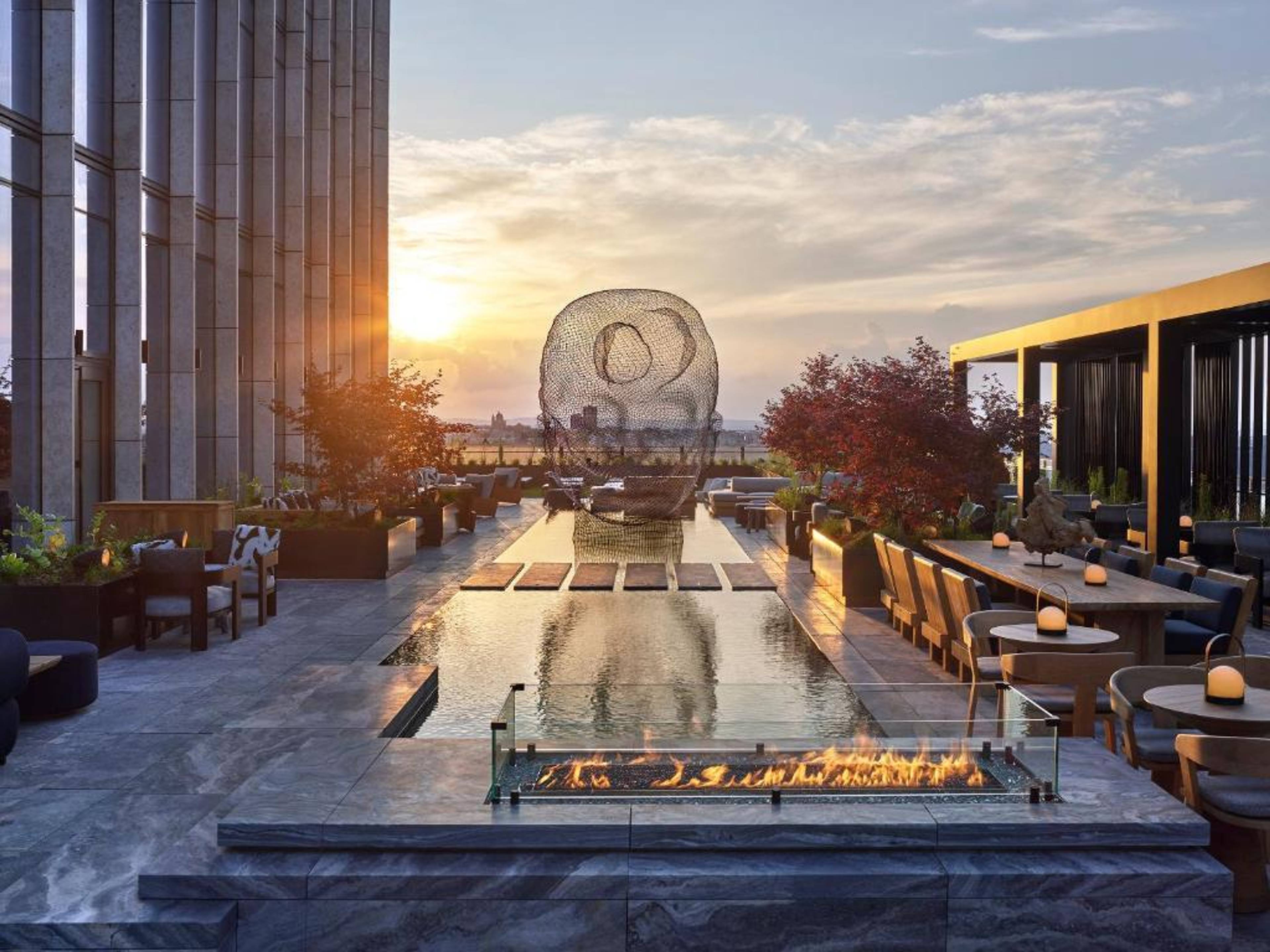 Jaume Plensa sculpture on the terrace of Equinox Hotel. Photo: Collin Hughes