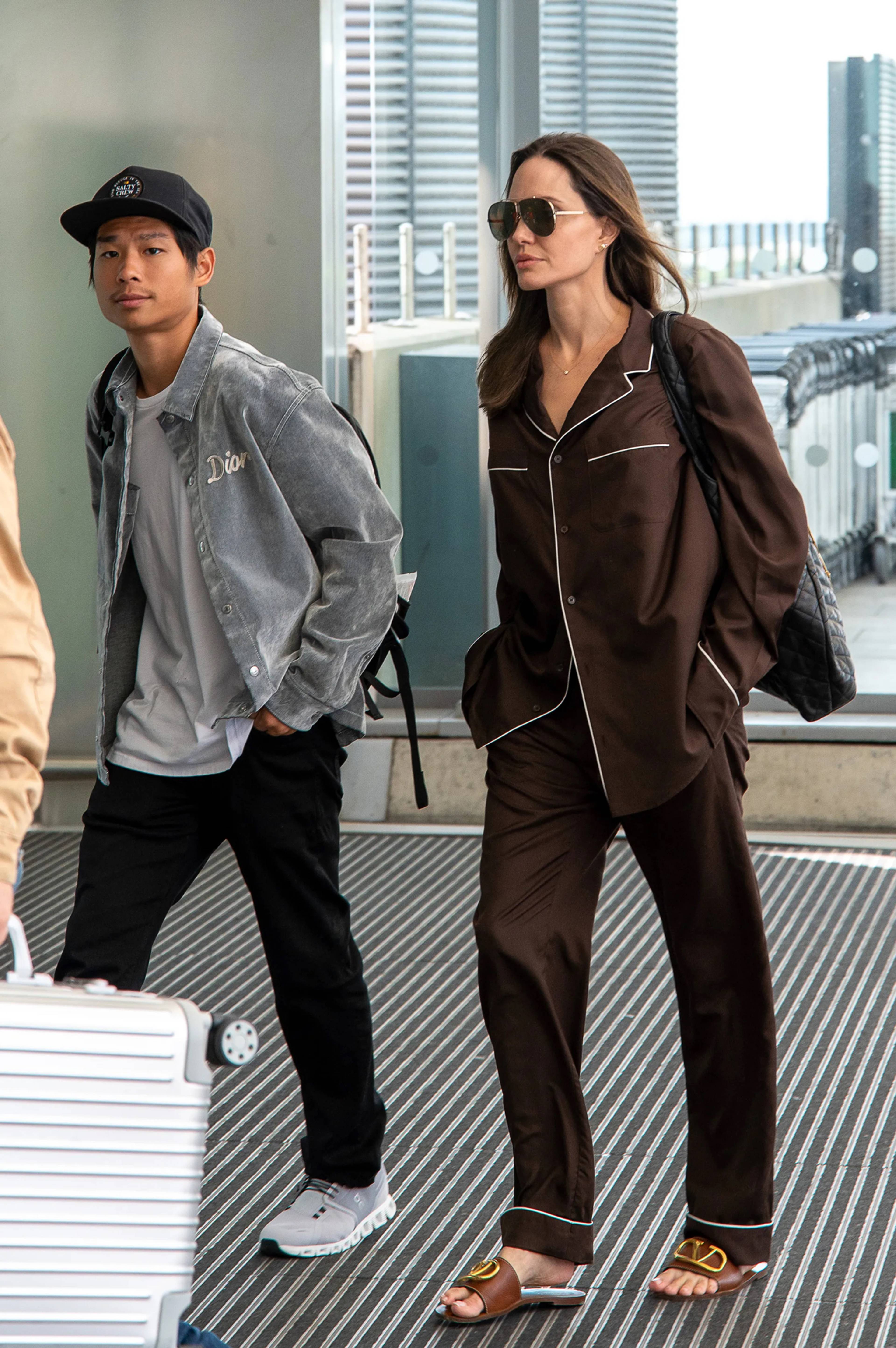 Angelina Jolie wears pajamas to the airport, 2022