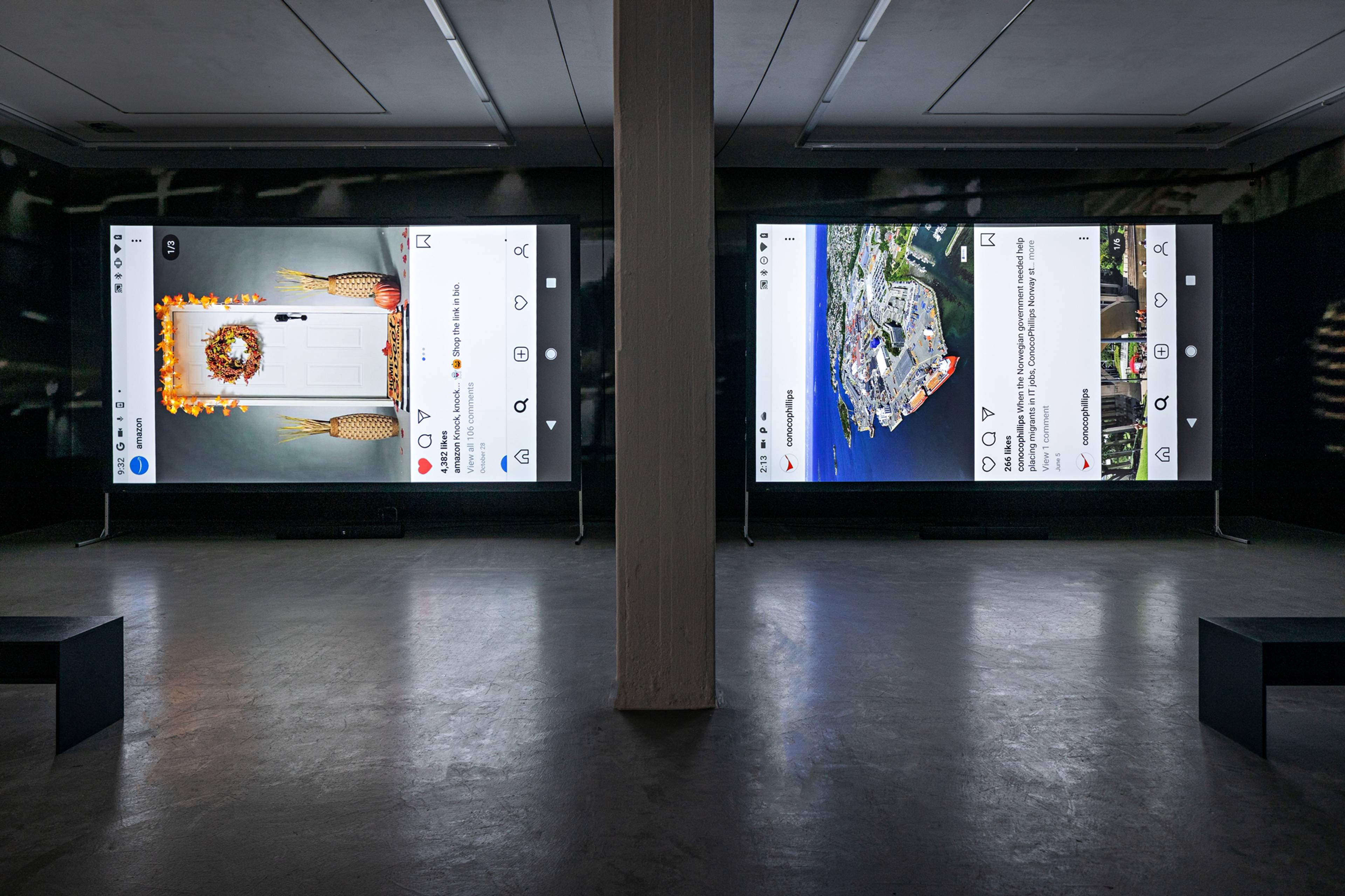 View of Cory Arcangel, “Flying Foxes,” Kunstverein in Hamburg, 2022–23