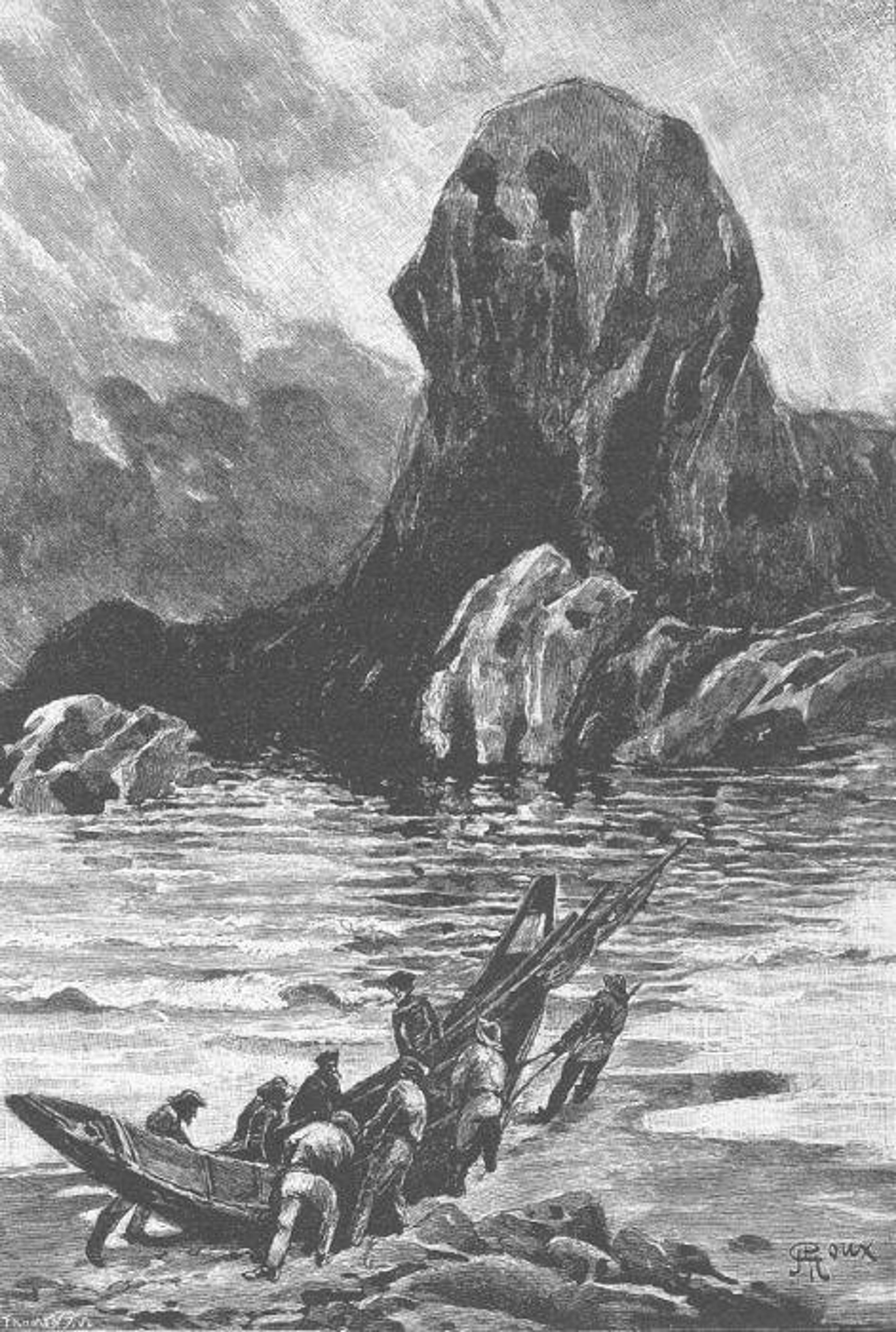 Illustration by Georges Roux for Jules Vernes&#39; novel Le Sphinx des glaces (1897)