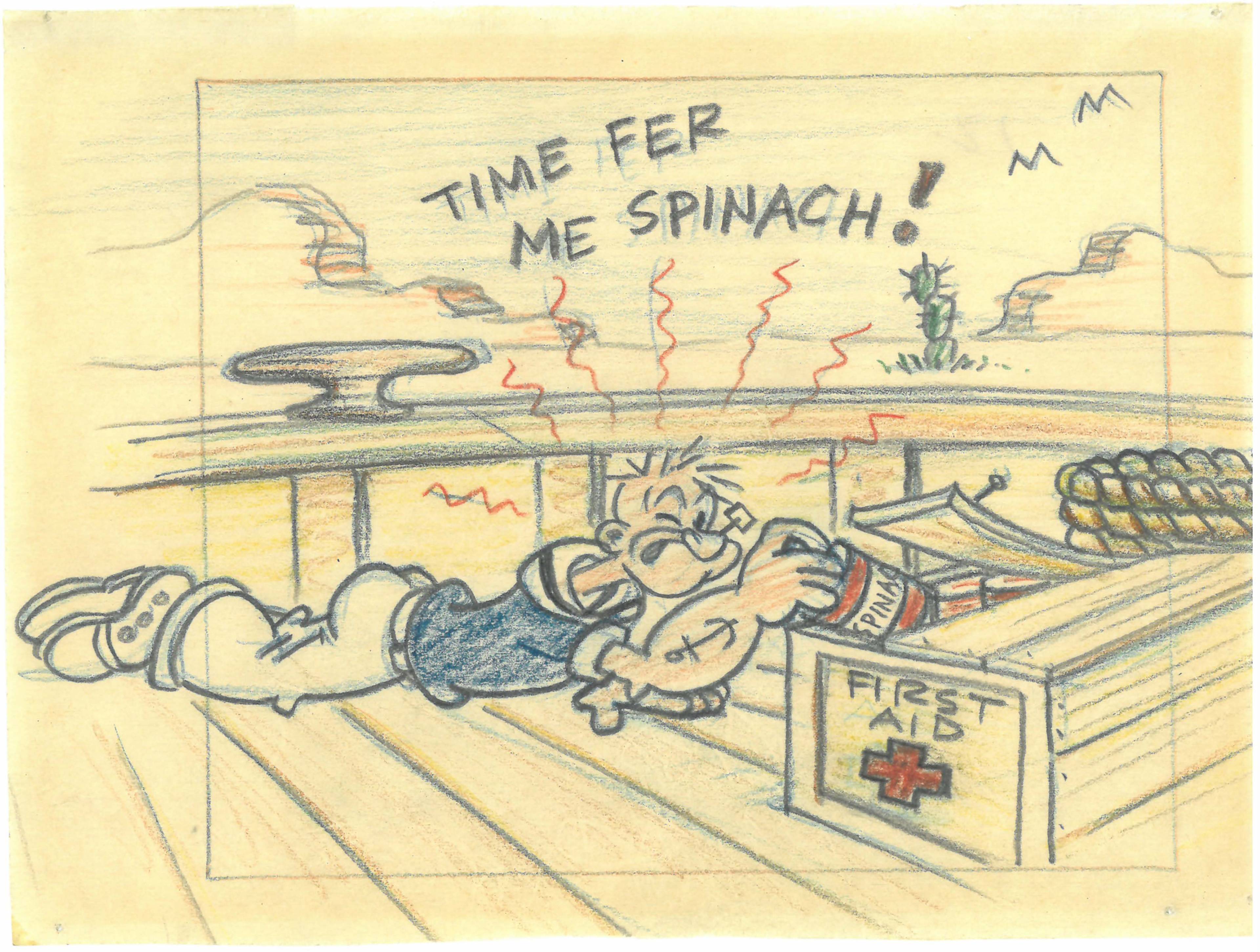 Popeye the Sailor Storyboard Original Art, Sequence by Fleischer Studios