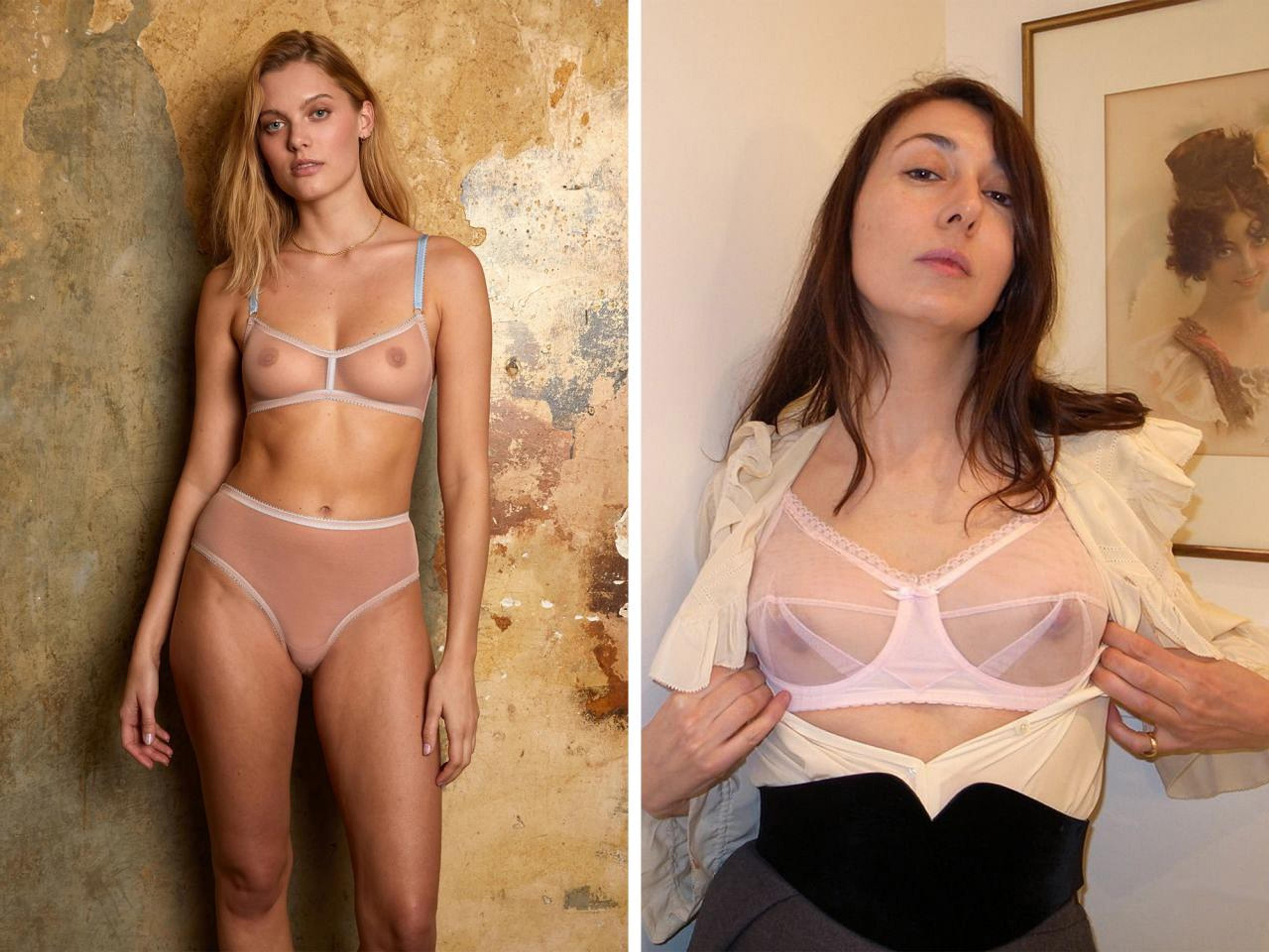 Left: Dora Larsen Margo set; right: stylist Camille Bidault-Waddington wears Cadolle