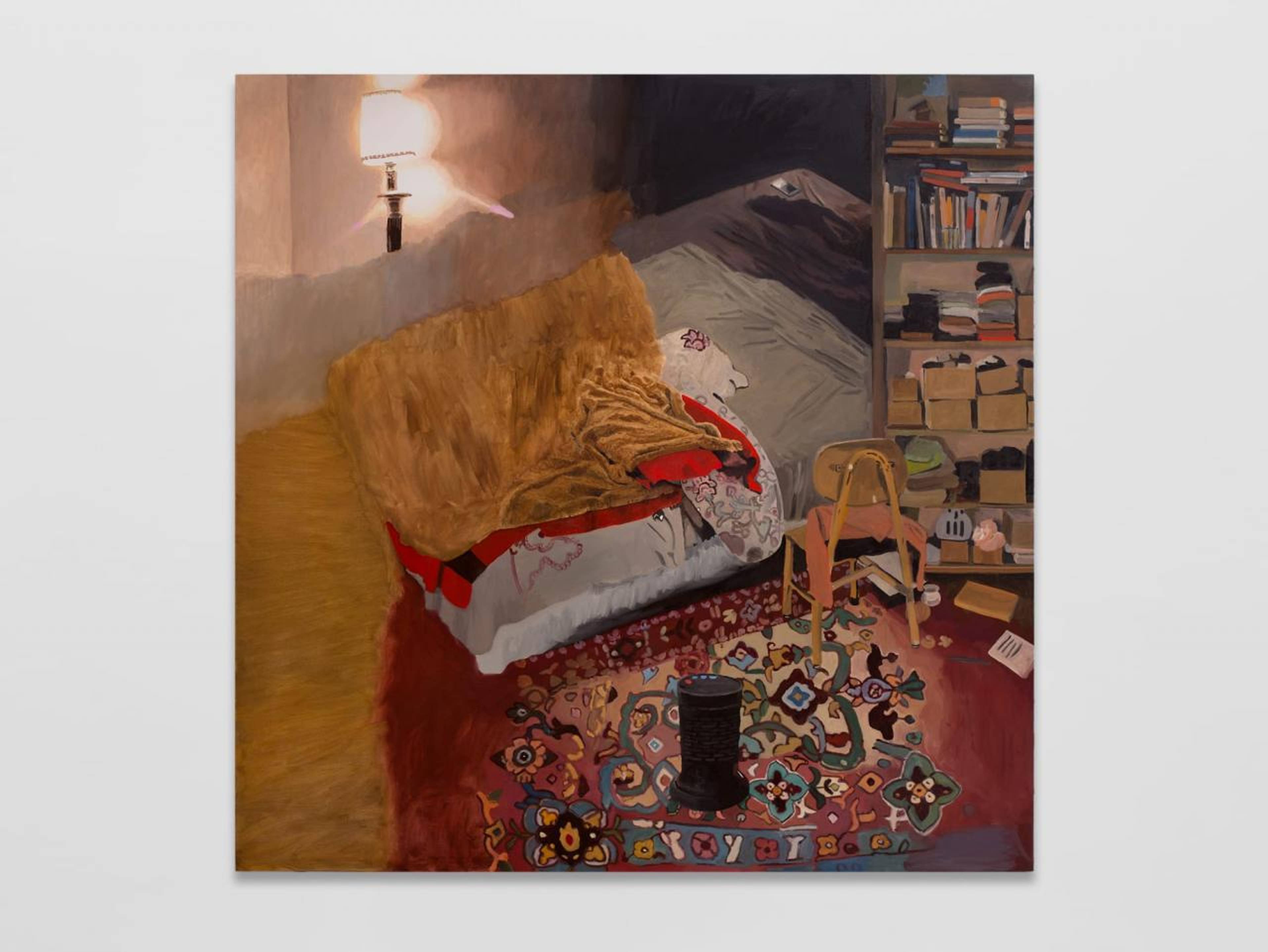 Bed , 2021, Oil on canvas, 177 x 177 cm