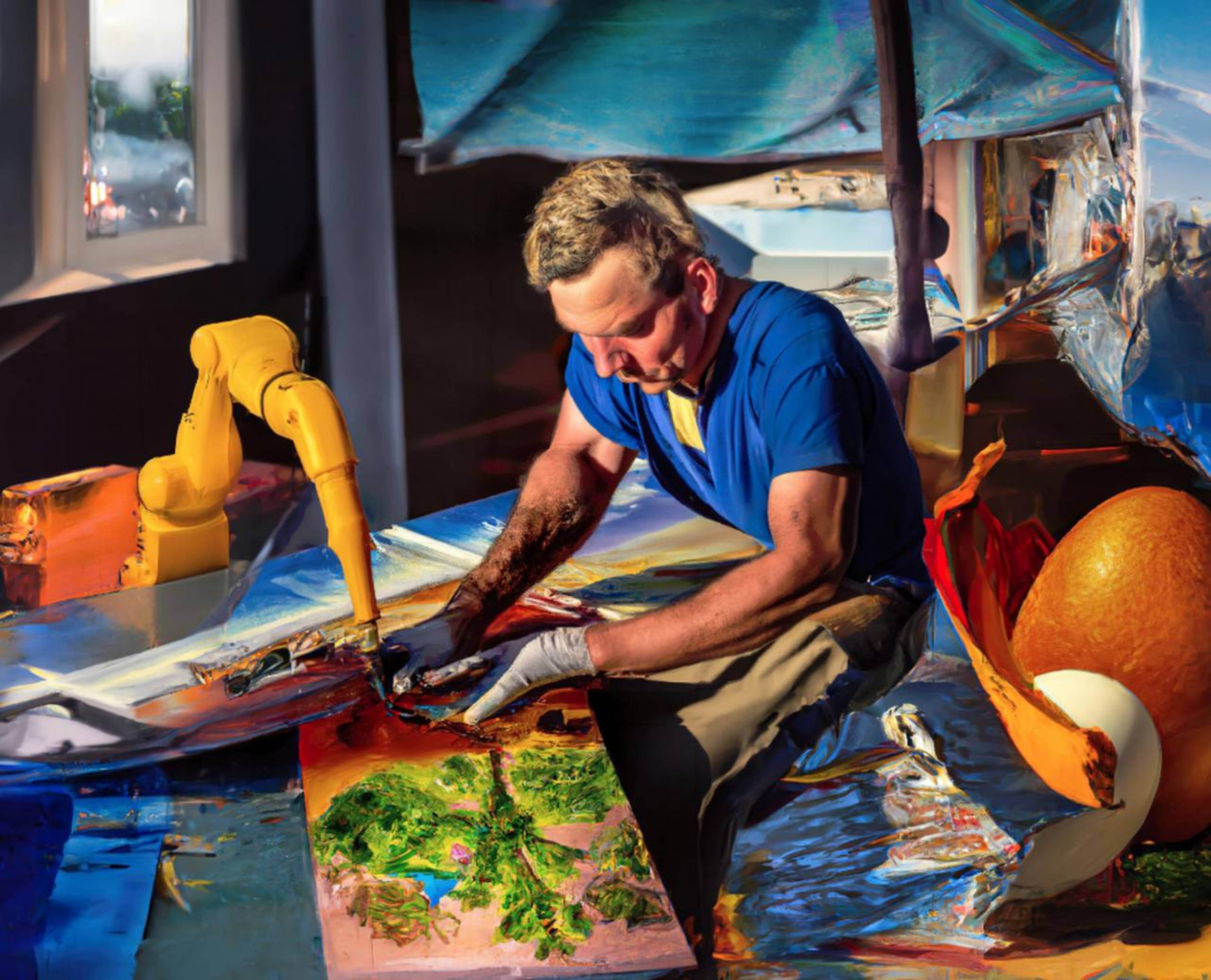 Image of painter, made by Holly Herndon and Matthew Dryhurst with DALL·E 1, 2022