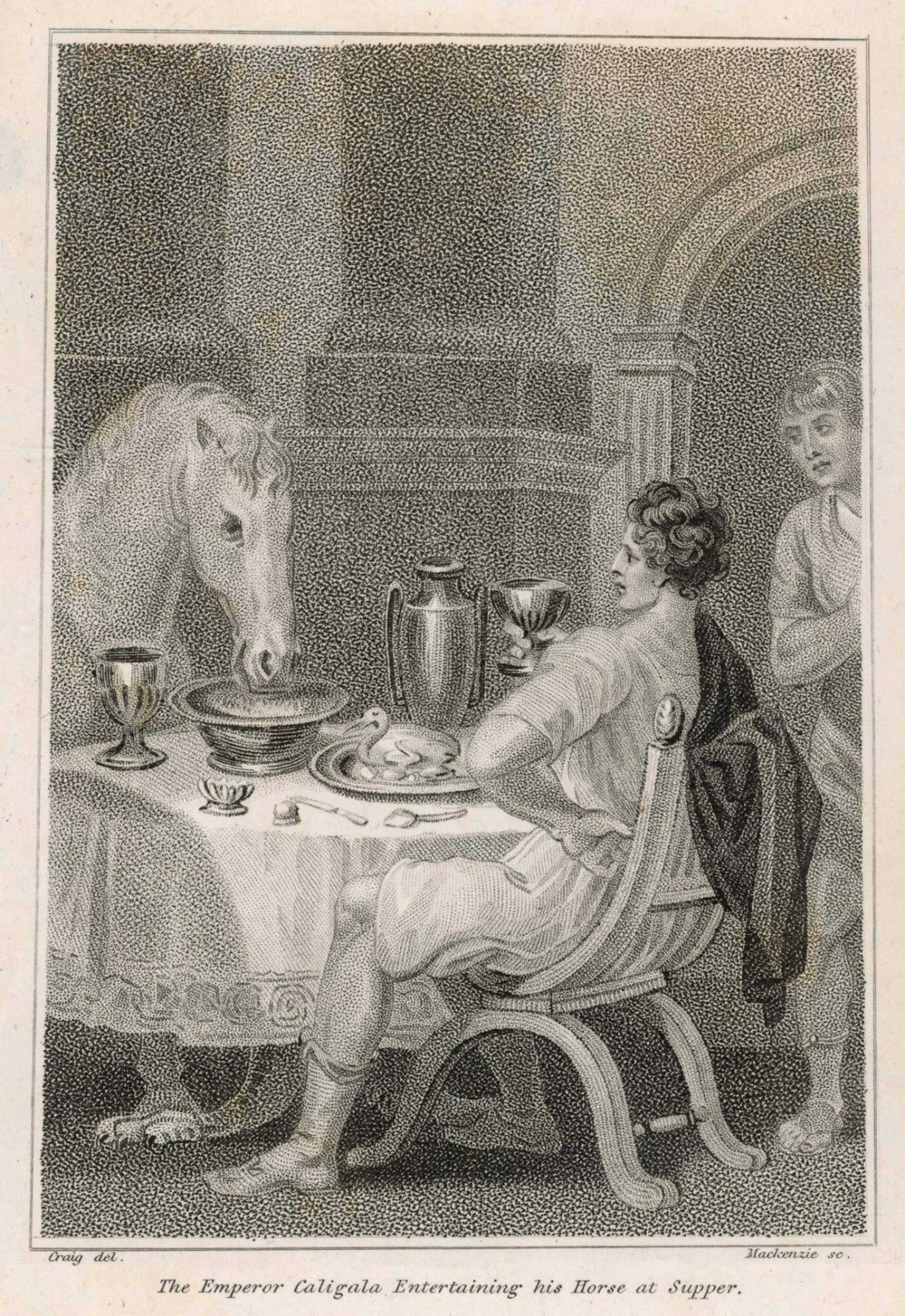 Nathaniel Wanley, The Emperor Caligula Entertaining his Horse at Supper, 1806