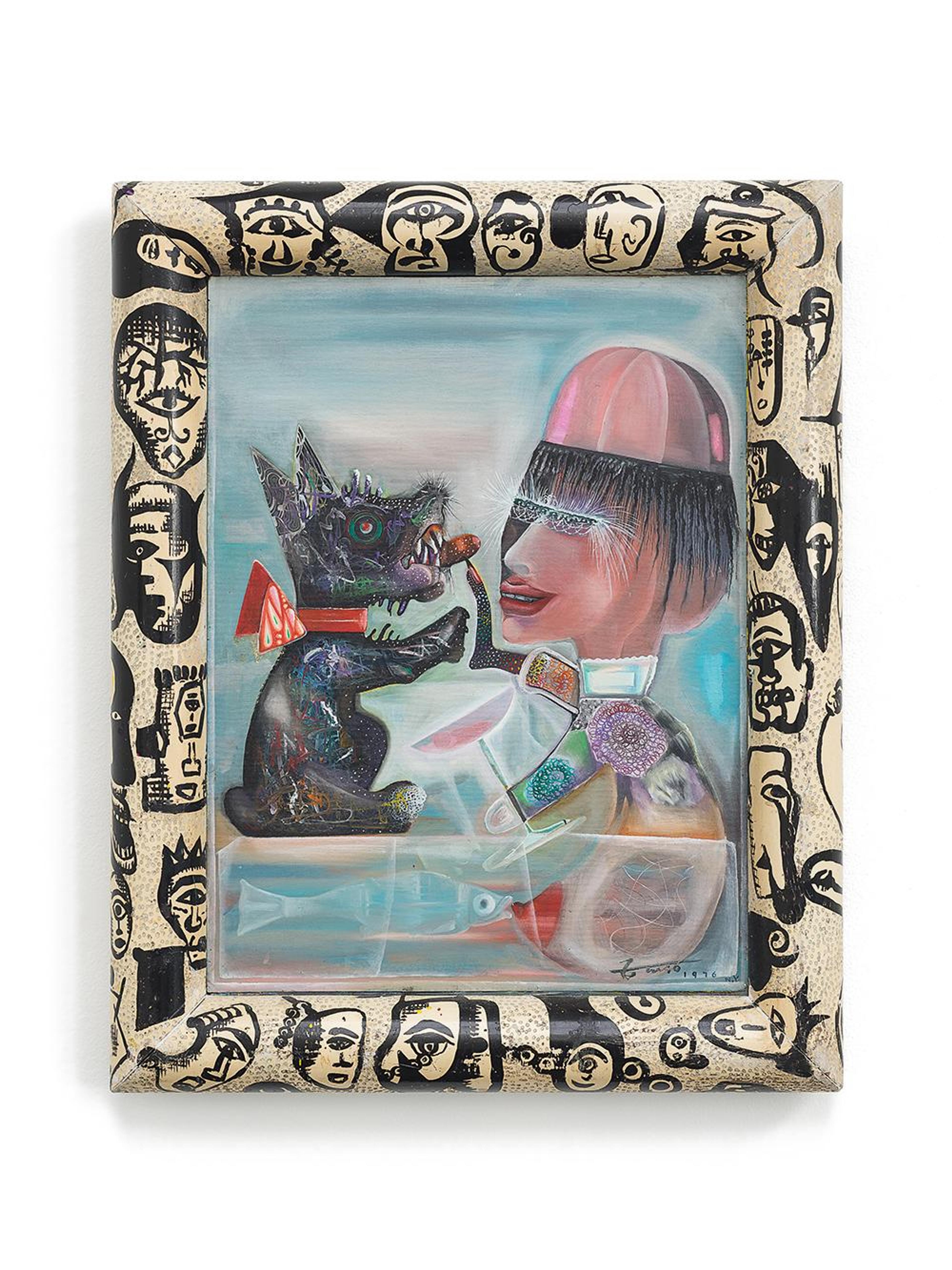 Finger Dog , 1976 Oil on frame, canvas mounted on board, 77 x 62 cm