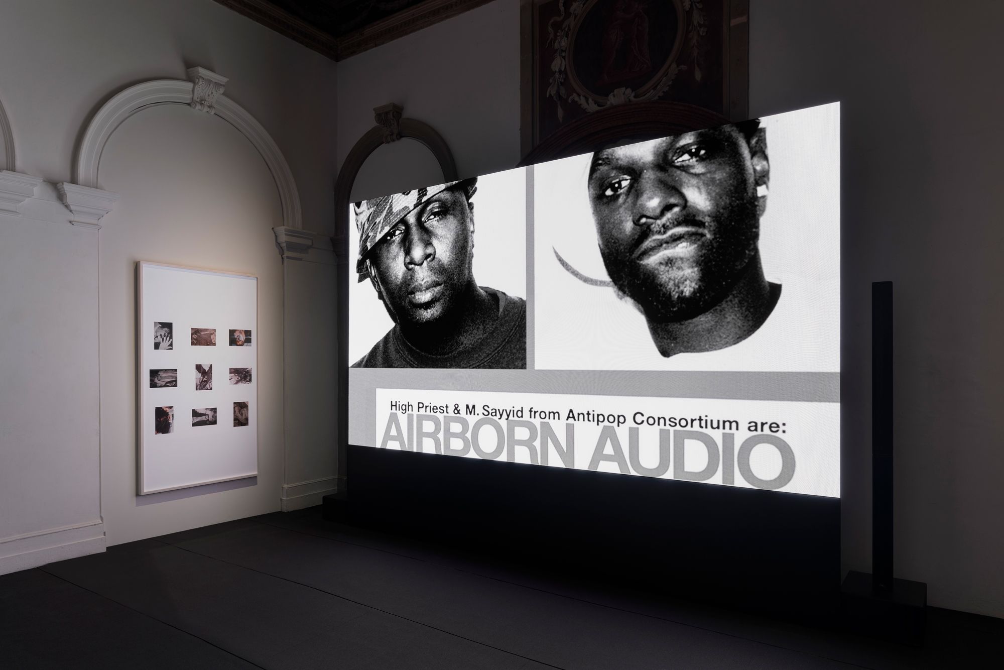 Left: Richard Prince, Criminals and Celebrities, 1986; right: Arthur Jafa, SloPEX, 2023. Installation view, Fondazione Prada, Venice, 2026