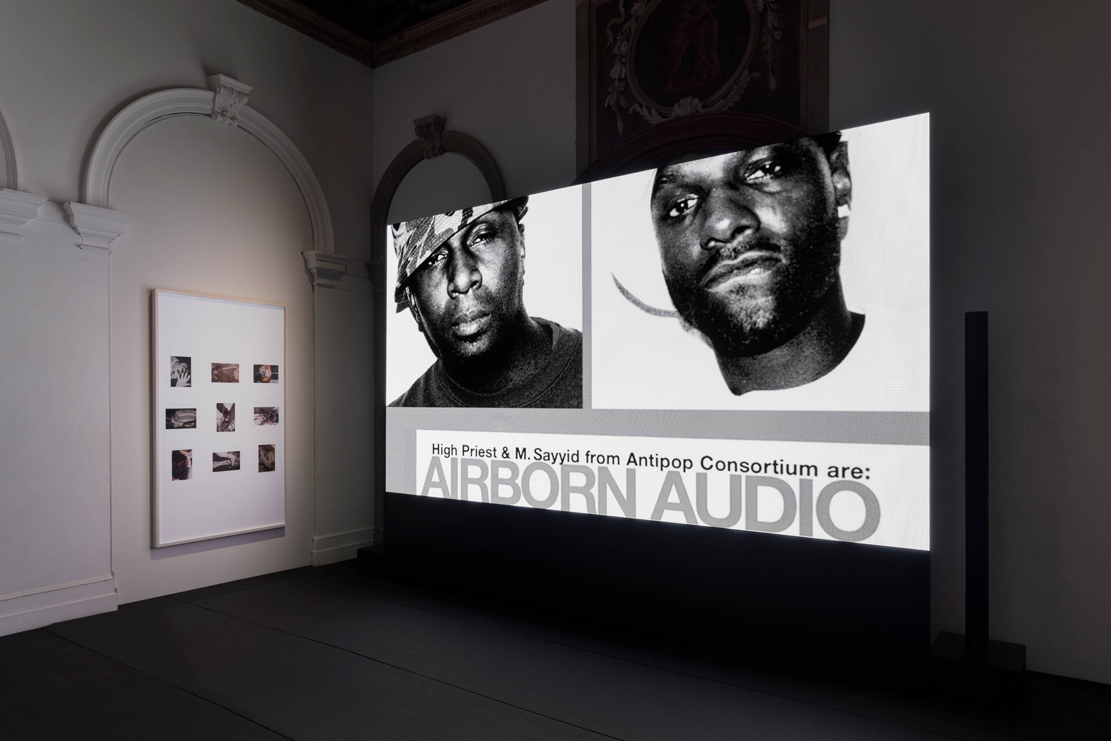 Left: Richard Prince, Criminals and Celebrities, 1986; right: Arthur Jafa, SloPEX, 2023. Installation view, Fondazione Prada, Venice, 2026