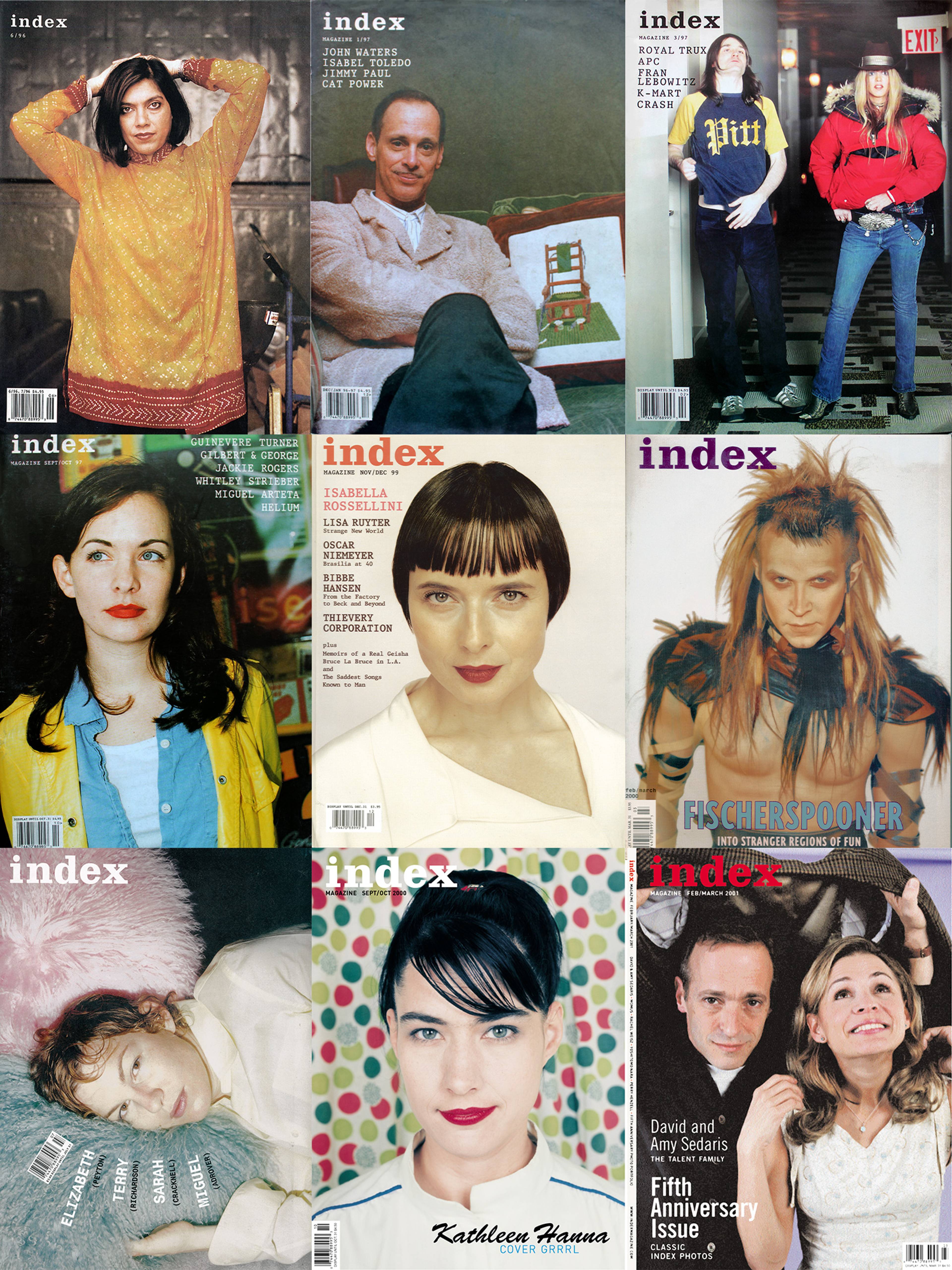 Covers of index Magazine, 1996–2001
