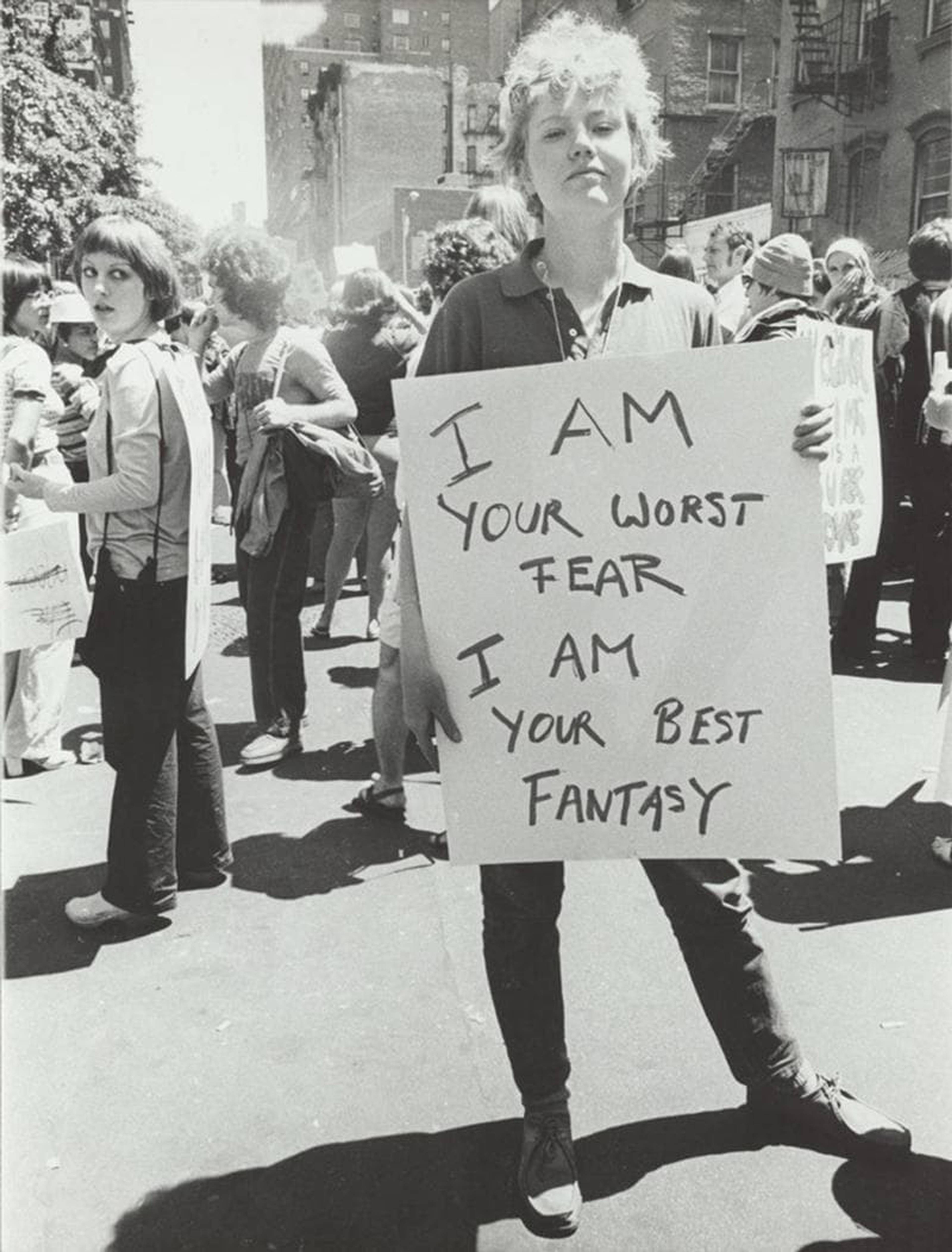 Donna Gottschalk at the Christopher Street Gay Liberation Day parade, 1970