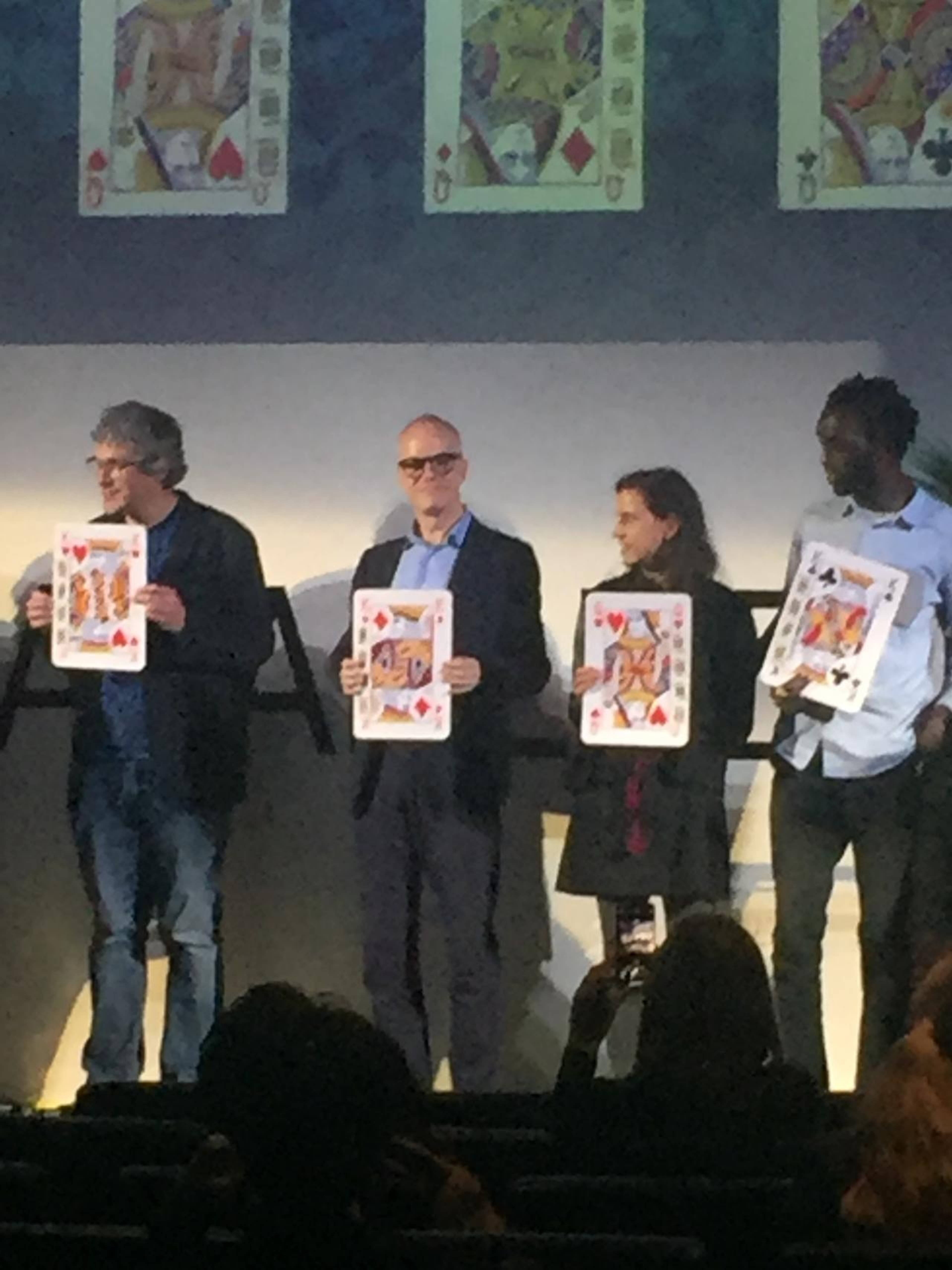 Hans Ulrich Obrist with giant playing card