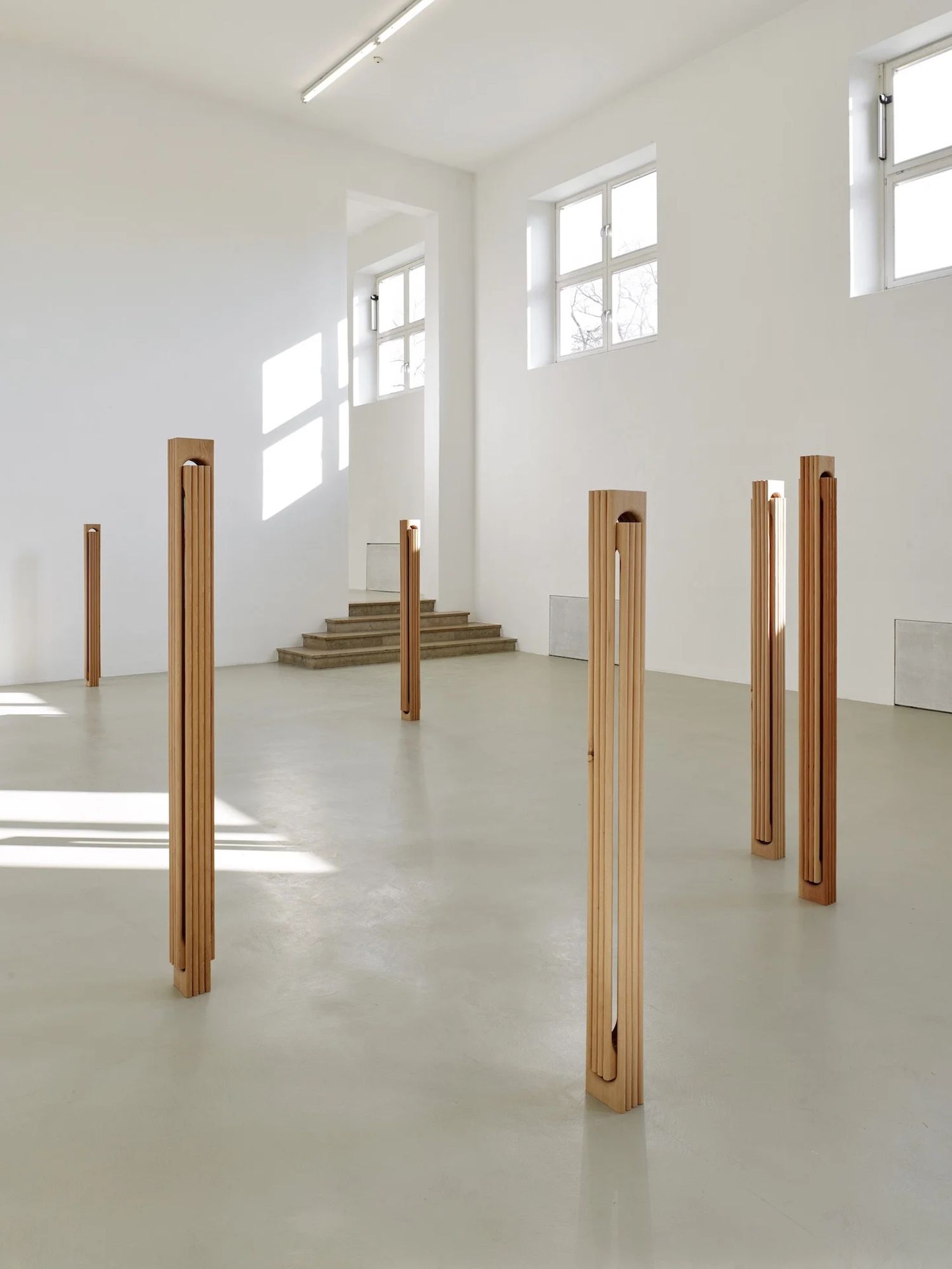 View of Matt Browning, “All Woodcarvings Remain Slow Motion Mobiles,” Kunstverein München, 2026