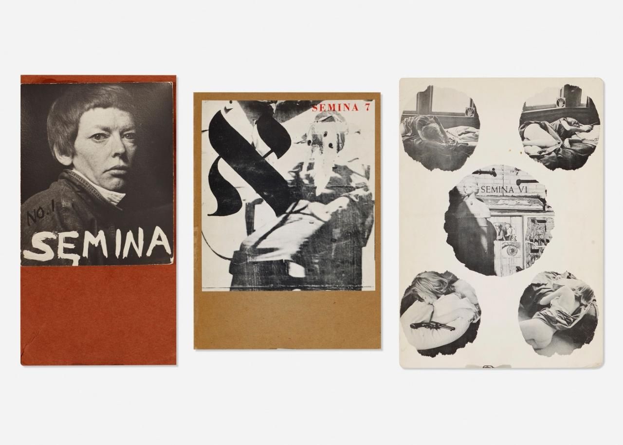Wallace Berman, Semina Magazine (three original issues), 1957-1963, collage and printed material, photographs, 21.6 × 15.2 cm