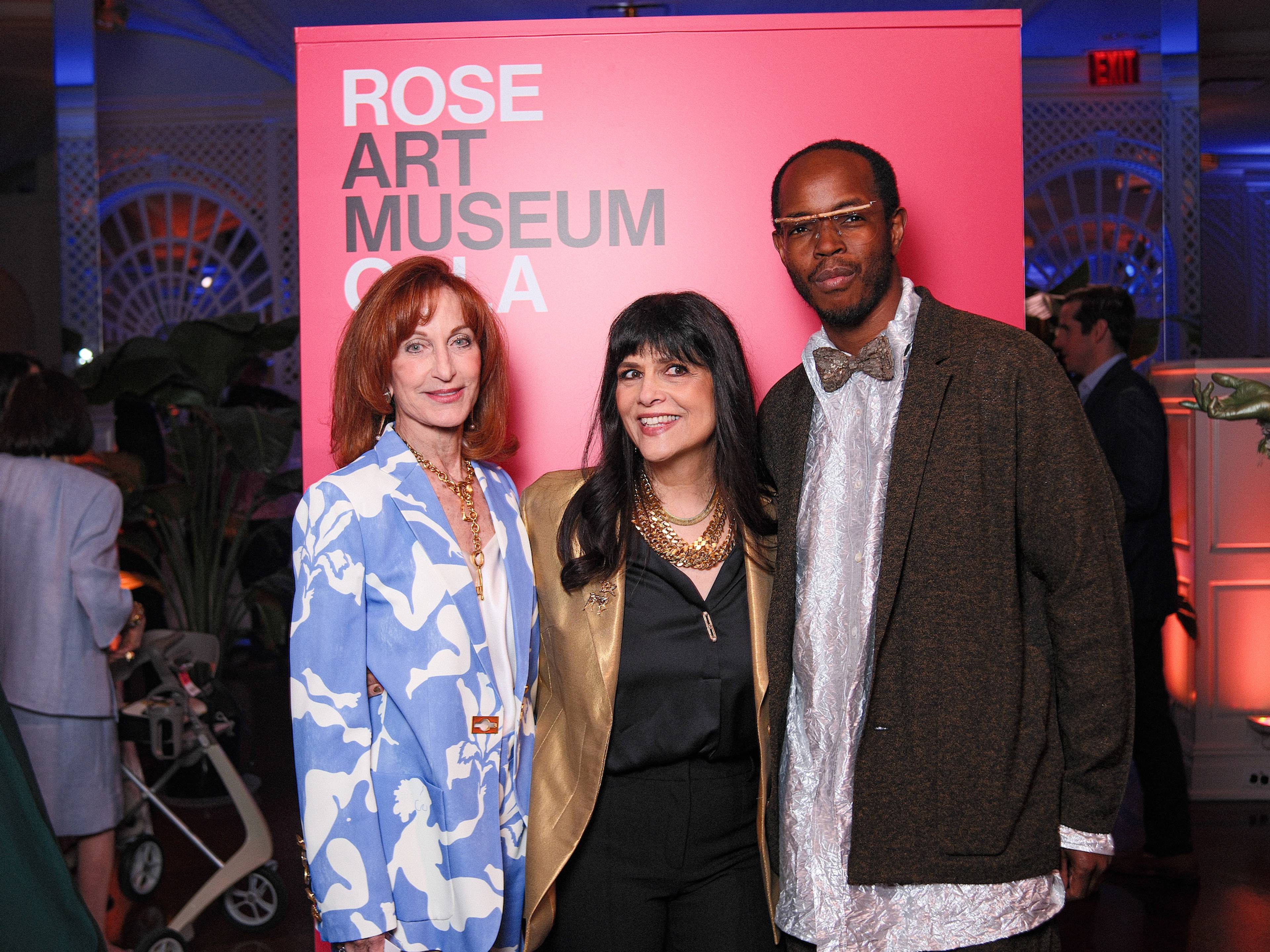 Krupp Foundation co-founder Lizbeth Krupp, Rose Art Museum director and chief curator Gannit Ankori & artist Hugh Hayden
