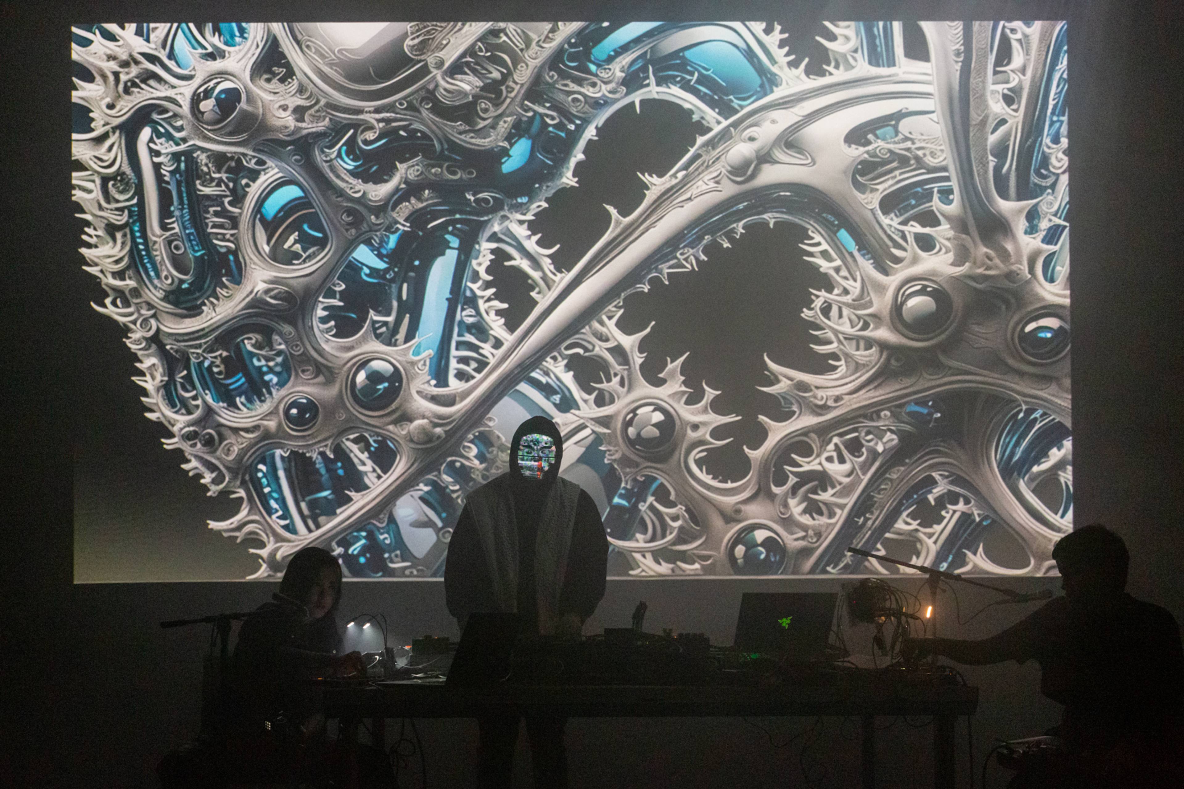 Hexorcismos in collaboration with Kloxii Li and Ale Hop performs at the opening of transmediale 2024