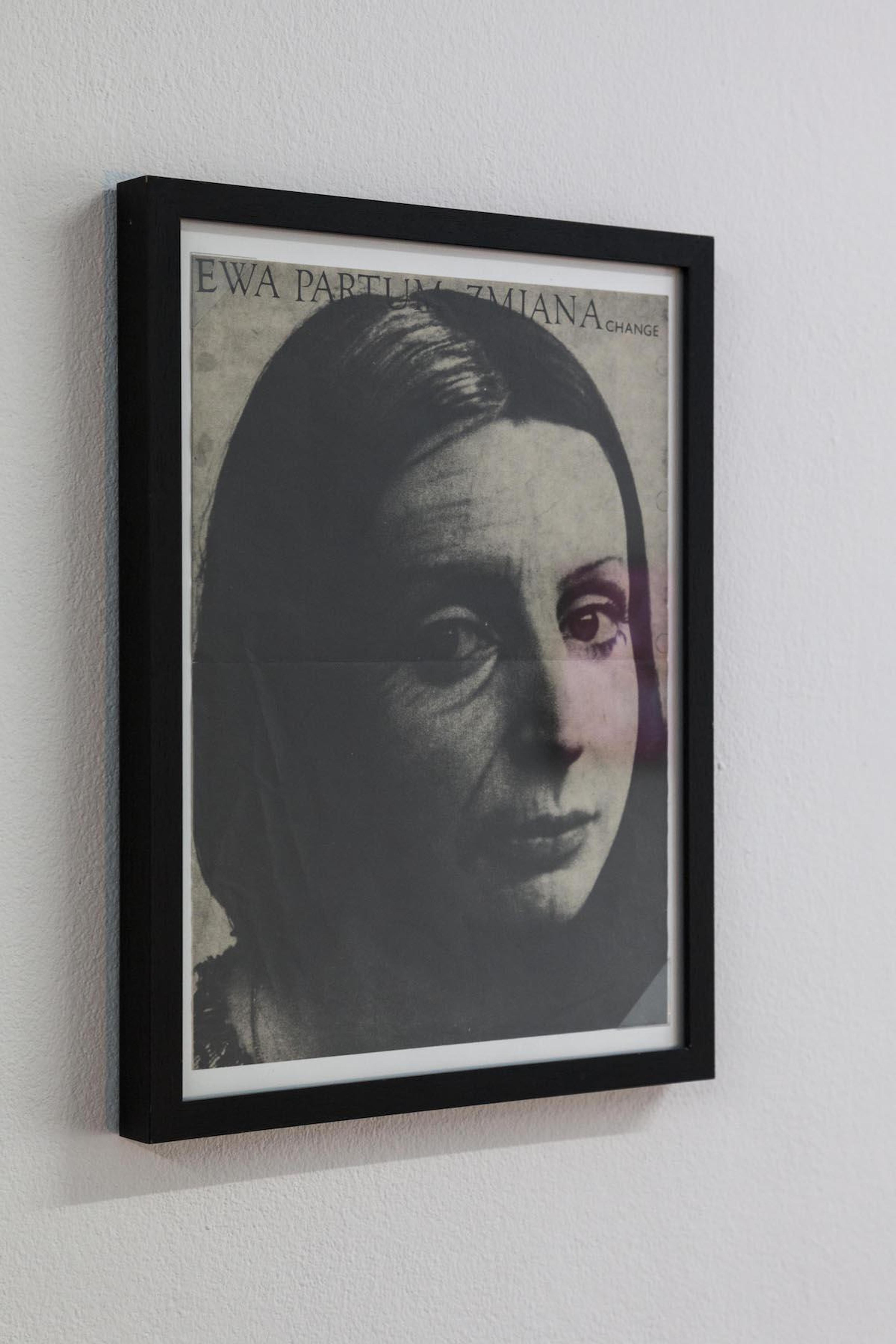 Ewa Partum Zmiana change, 1974, Offsetprint, signed on back, 36,5 x 27,5 cm, framed, Courtesy M + R Fricke, Berlin