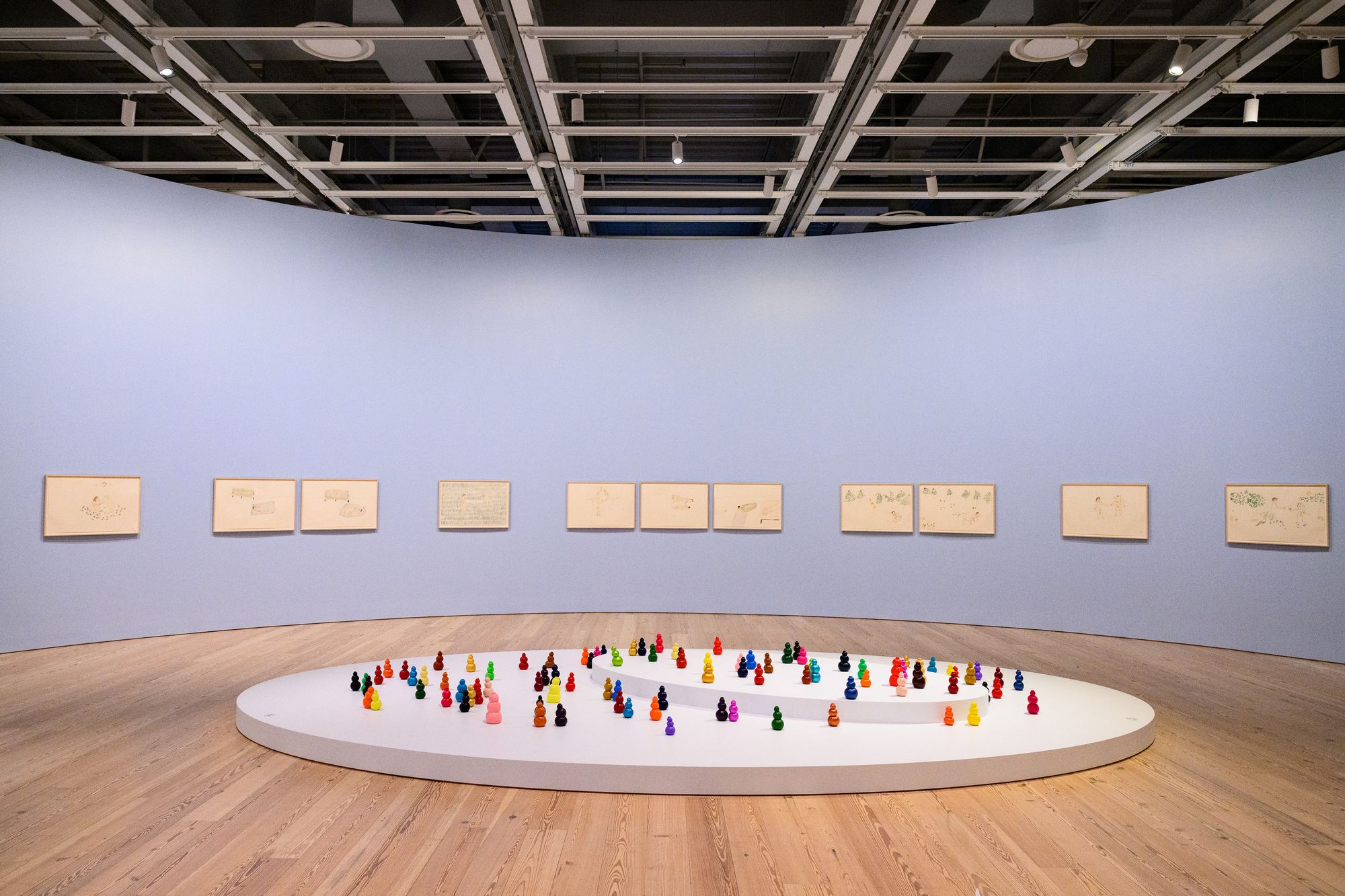 View of "Whitney Biennial 2026,” (works by Emilie Louise Gossiaux)