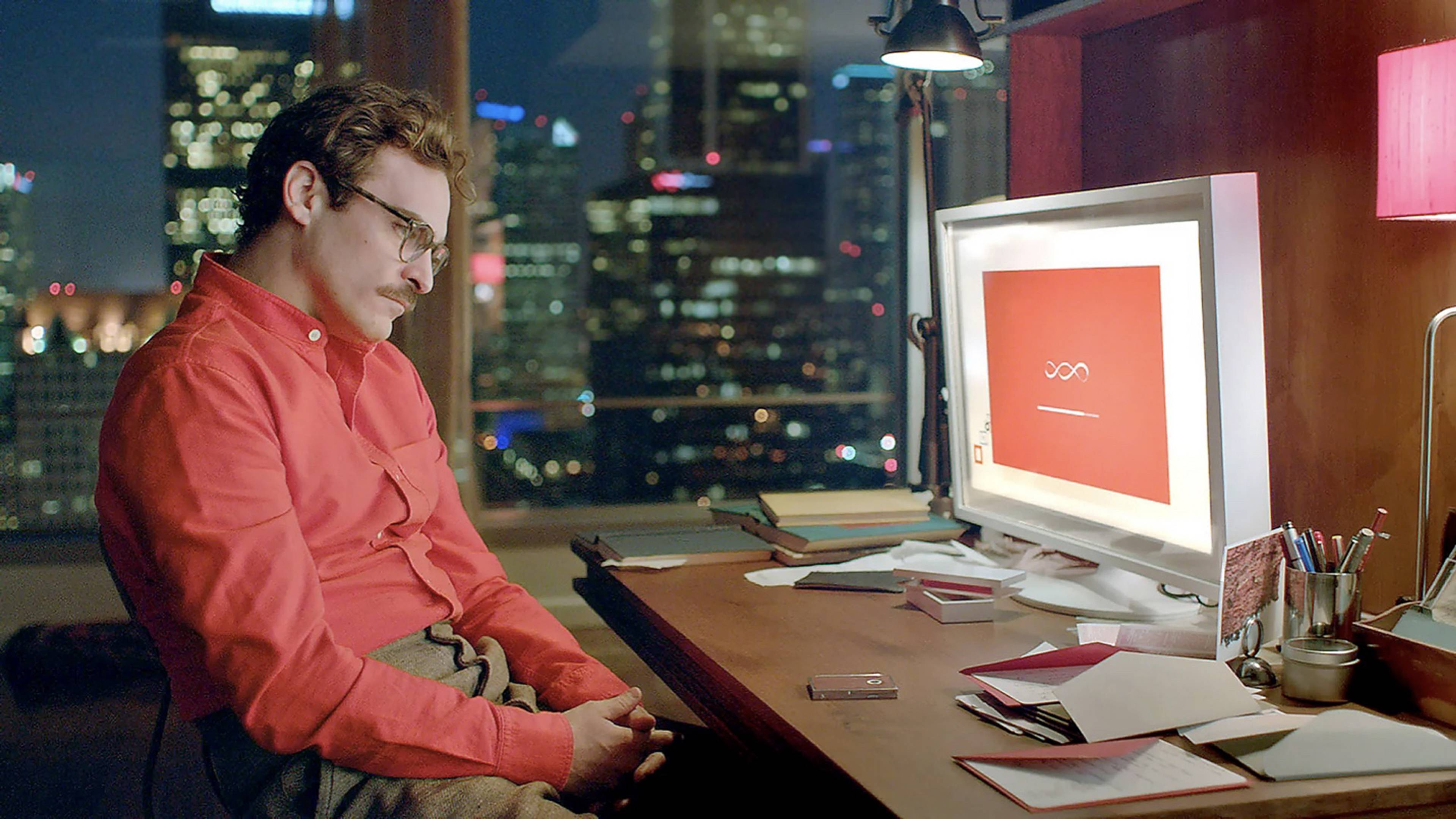 Theodore Twombly (Joaquin Phoenix) in Her, 2013