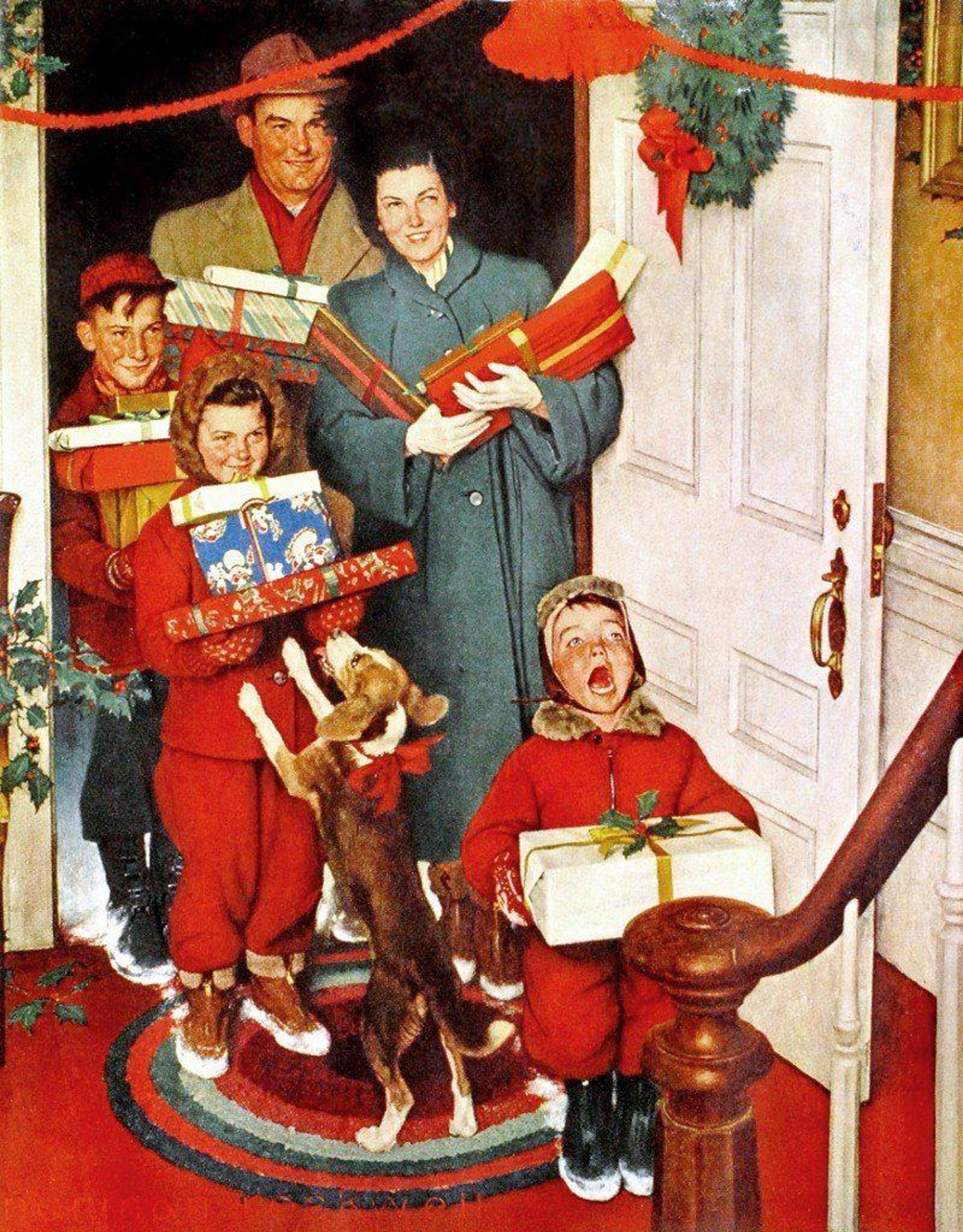 Norman Rockwell, Merry Christmas Grandma, We Came in Our New Plymouth, 1951