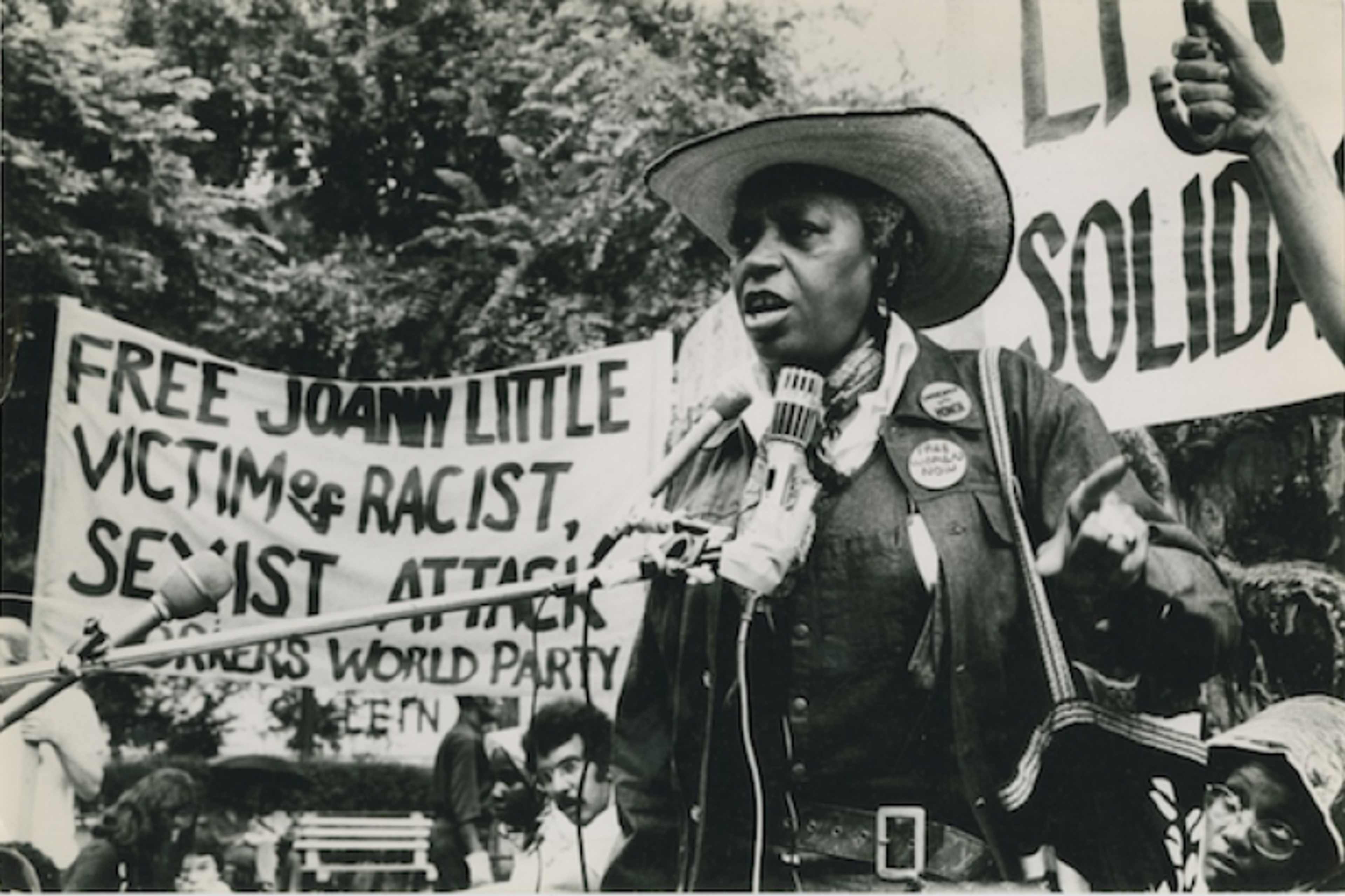 Florynce &quot;Flo&quot; Kennedy speaks at a protest, July 12, 1975.